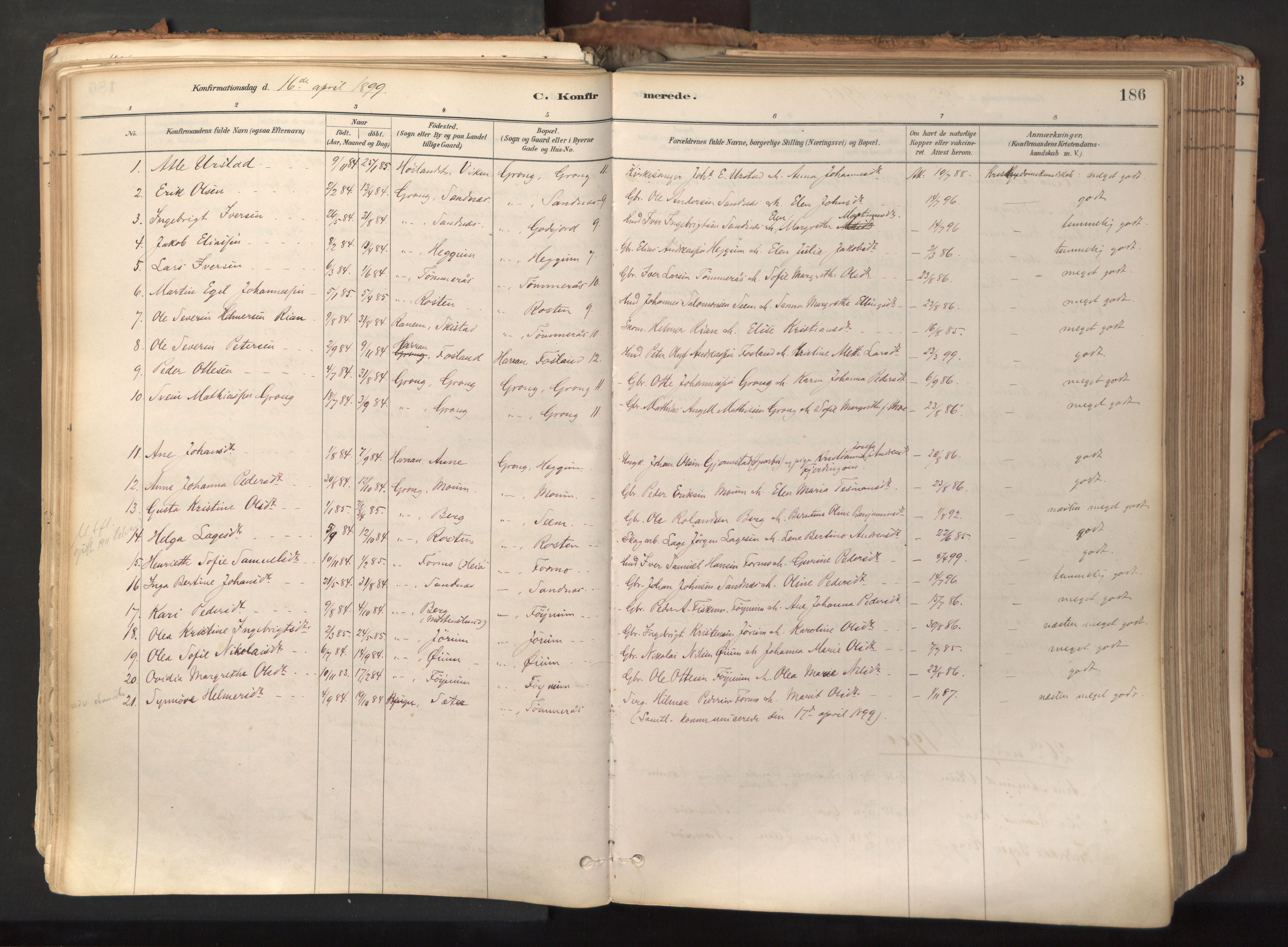 Ministerialprotokoller, klokkerbøker og fødselsregistre - Nord-Trøndelag, SAT/A-1458/758/L0519: Parish register (official) no. 758A04, 1880-1926, p. 186