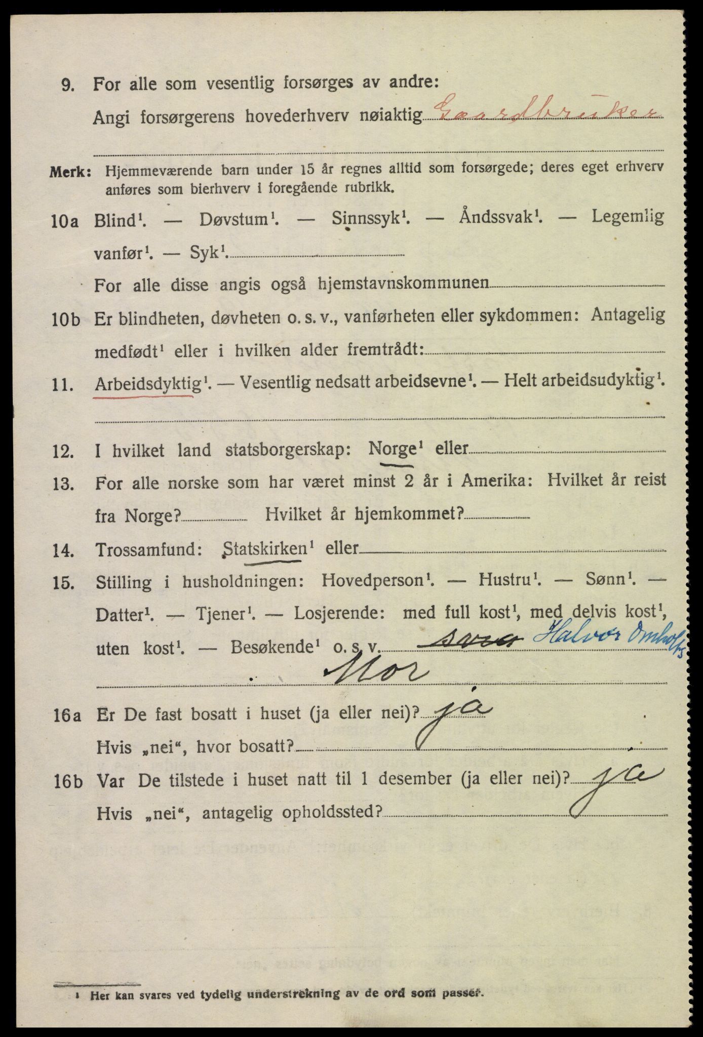 SAK, 1920 census for Tromøy, 1920, p. 5864