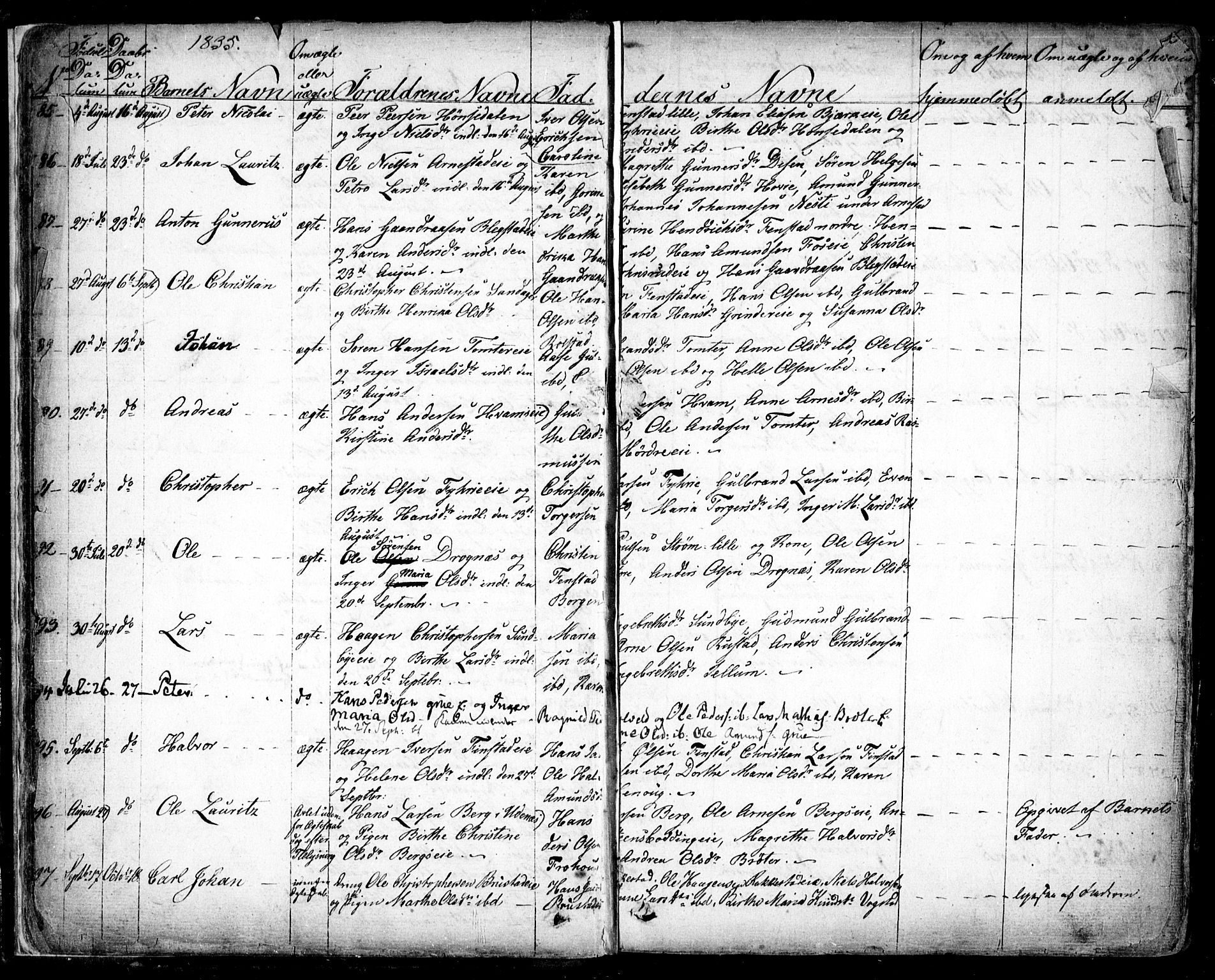 Nes prestekontor Kirkebøker, AV/SAO-A-10410/F/Fa/L0006: Parish register (official) no. I 6, 1833-1845, p. 15