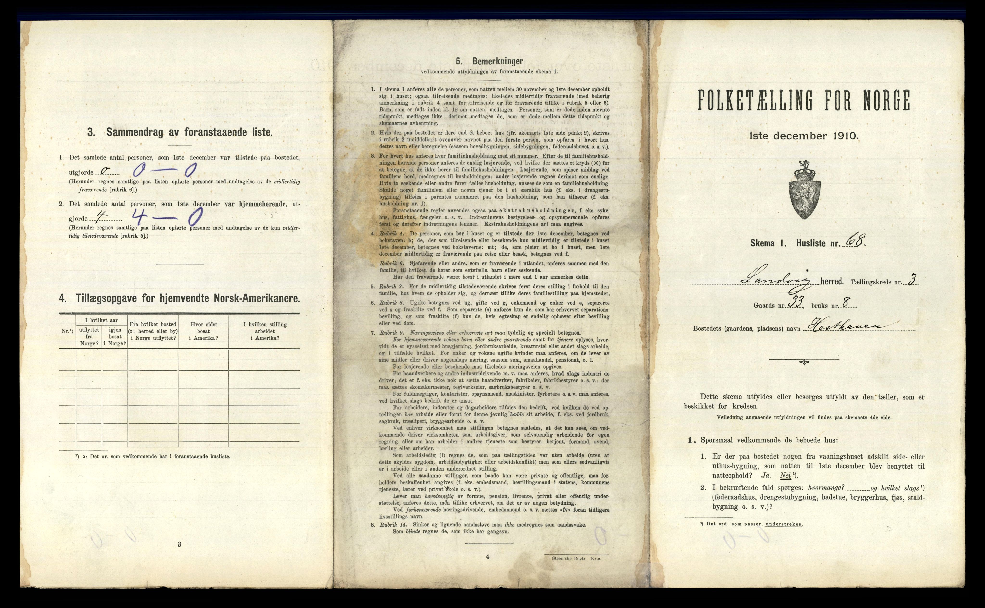 RA, 1910 census for Landvik, 1910, p. 684