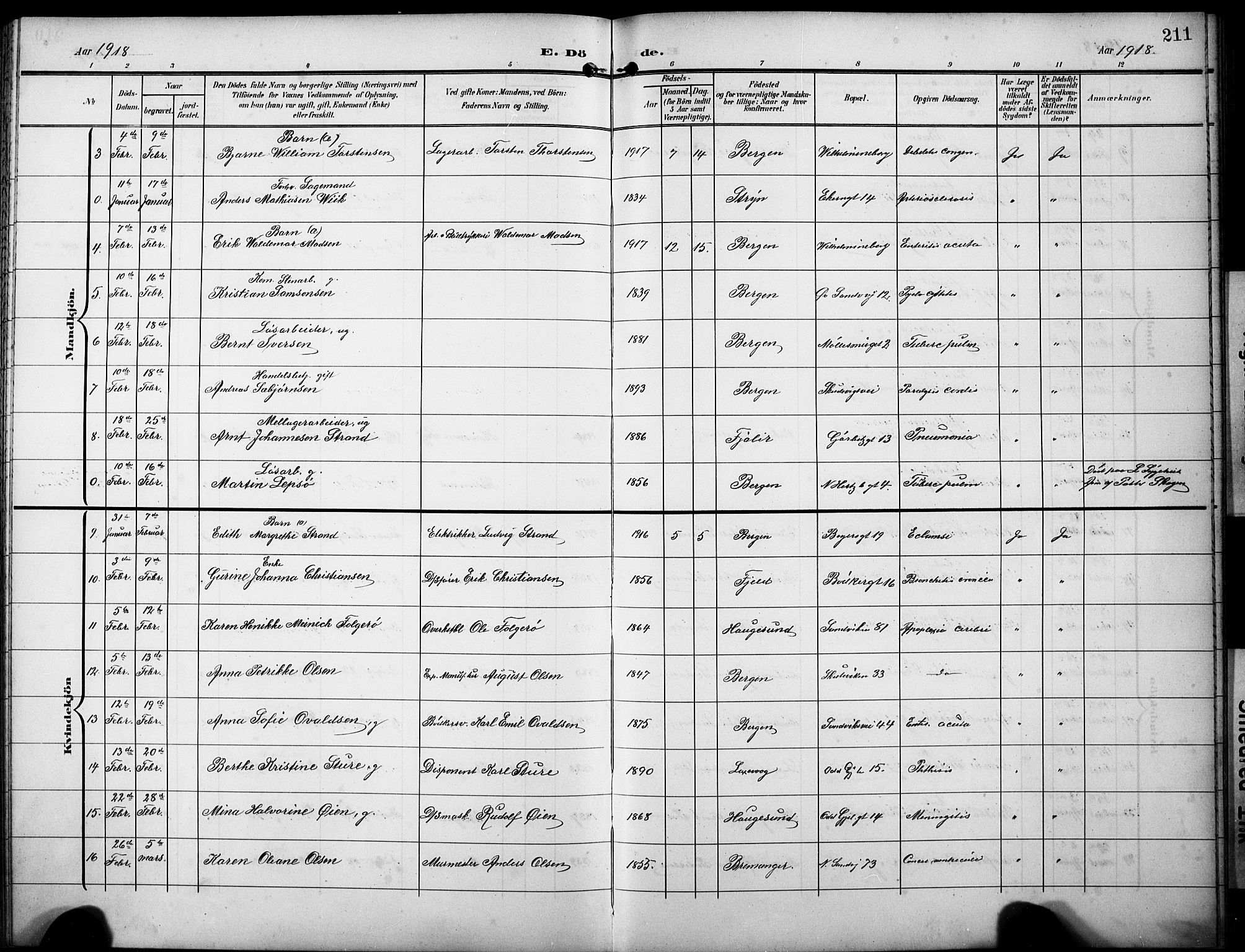 Sandviken Sokneprestembete, AV/SAB-A-77601/H/Hb/L0017: Parish register (copy) no. E 1, 1903-1926, p. 211