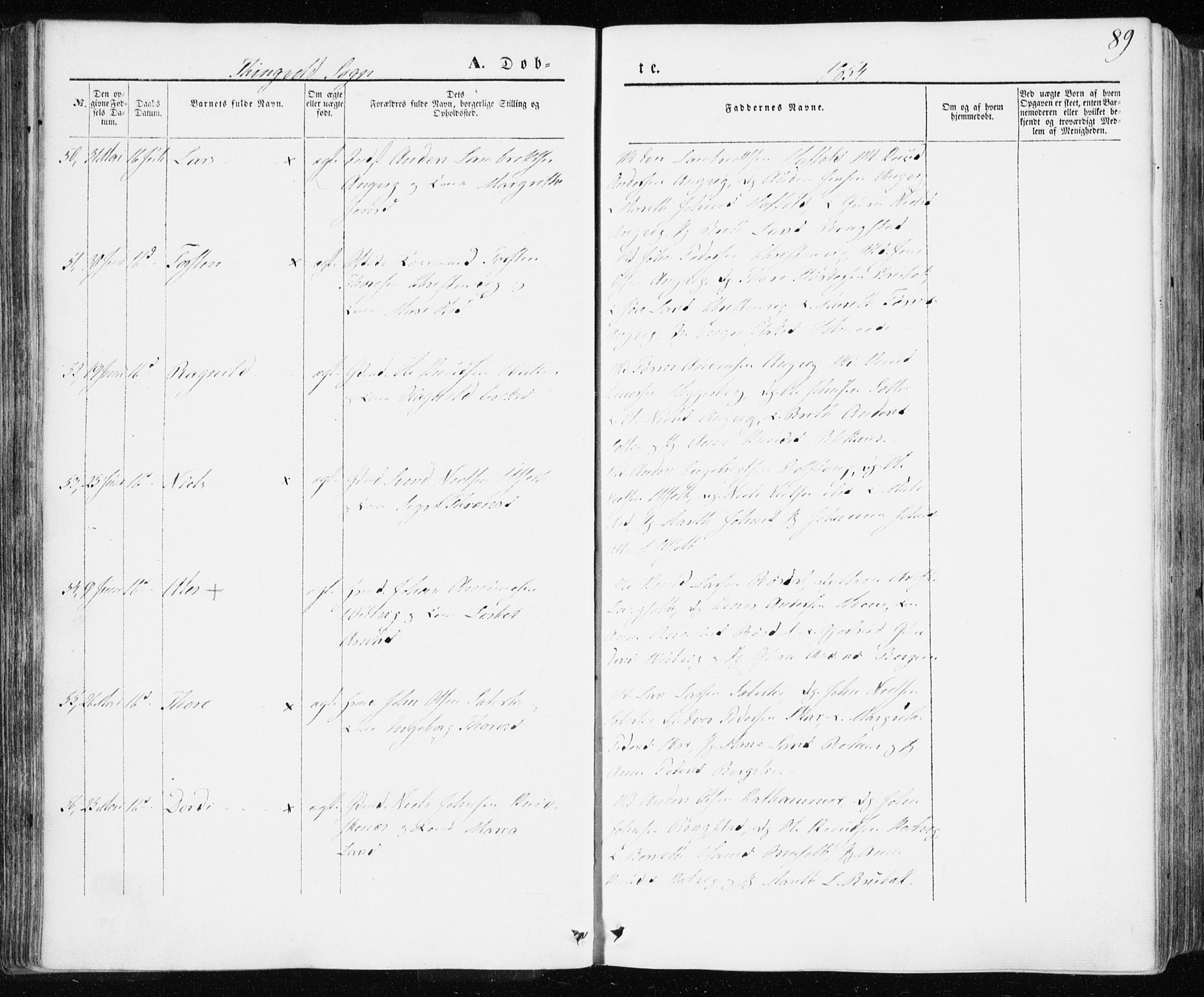 Ministerialprotokoller, klokkerbøker og fødselsregistre - Møre og Romsdal, AV/SAT-A-1454/586/L0984: Parish register (official) no. 586A10, 1844-1856, p. 89