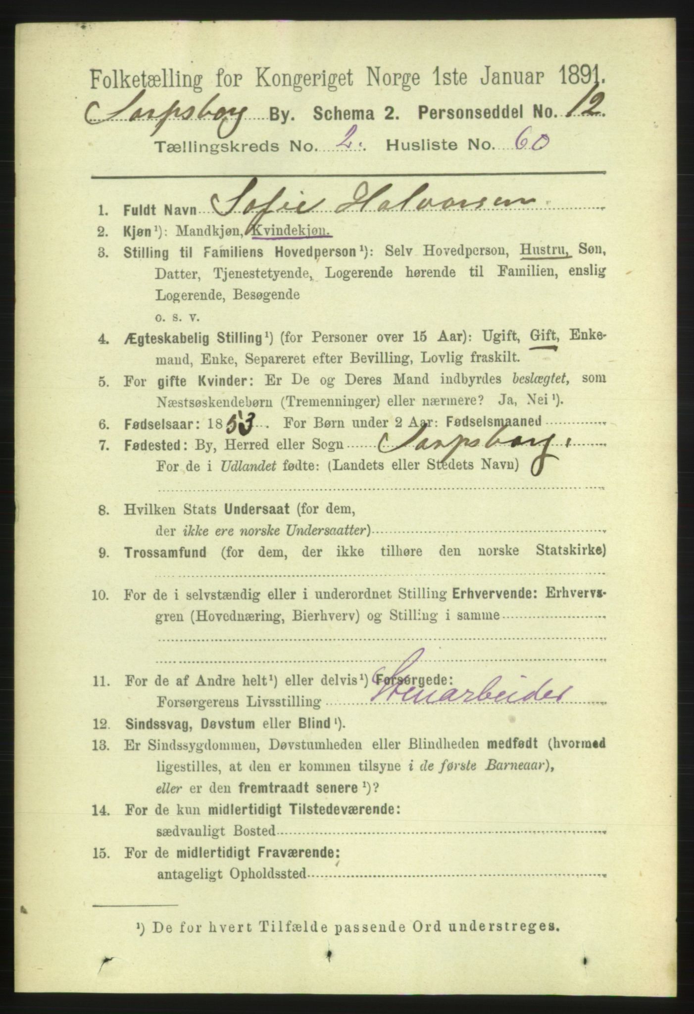 RA, 1891 census for 0102 Sarpsborg, 1891, p. 1883