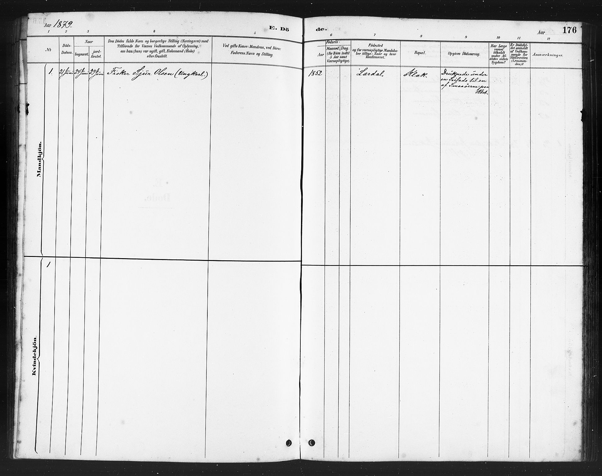 Ministerialprotokoller, klokkerbøker og fødselsregistre - Nordland, SAT/A-1459/808/L0131: Parish register (copy) no. 808C02, 1879-1919, p. 176