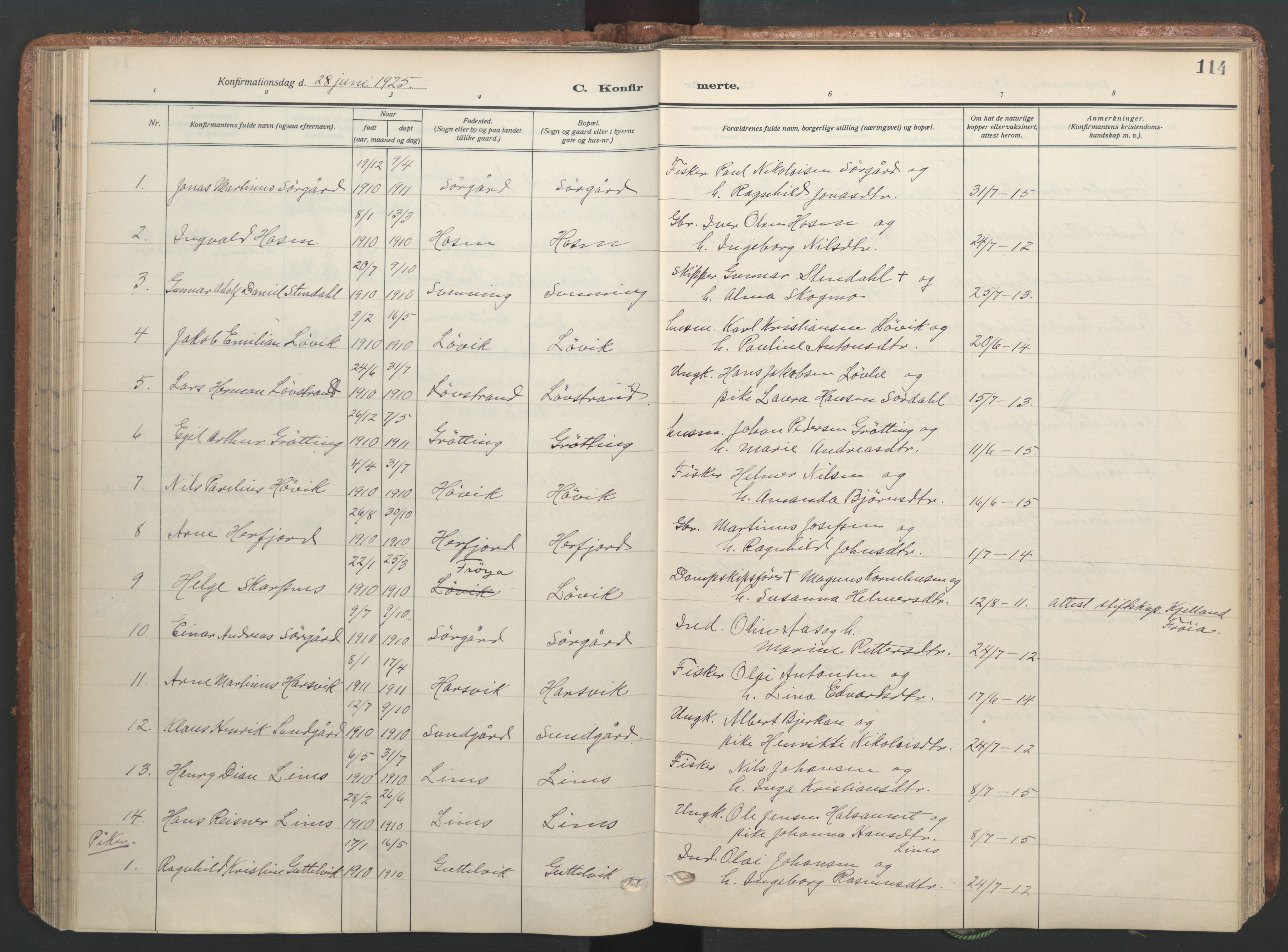 Ministerialprotokoller, klokkerbøker og fødselsregistre - Sør-Trøndelag, SAT/A-1456/656/L0694: Parish register (official) no. 656A03, 1914-1931, p. 114