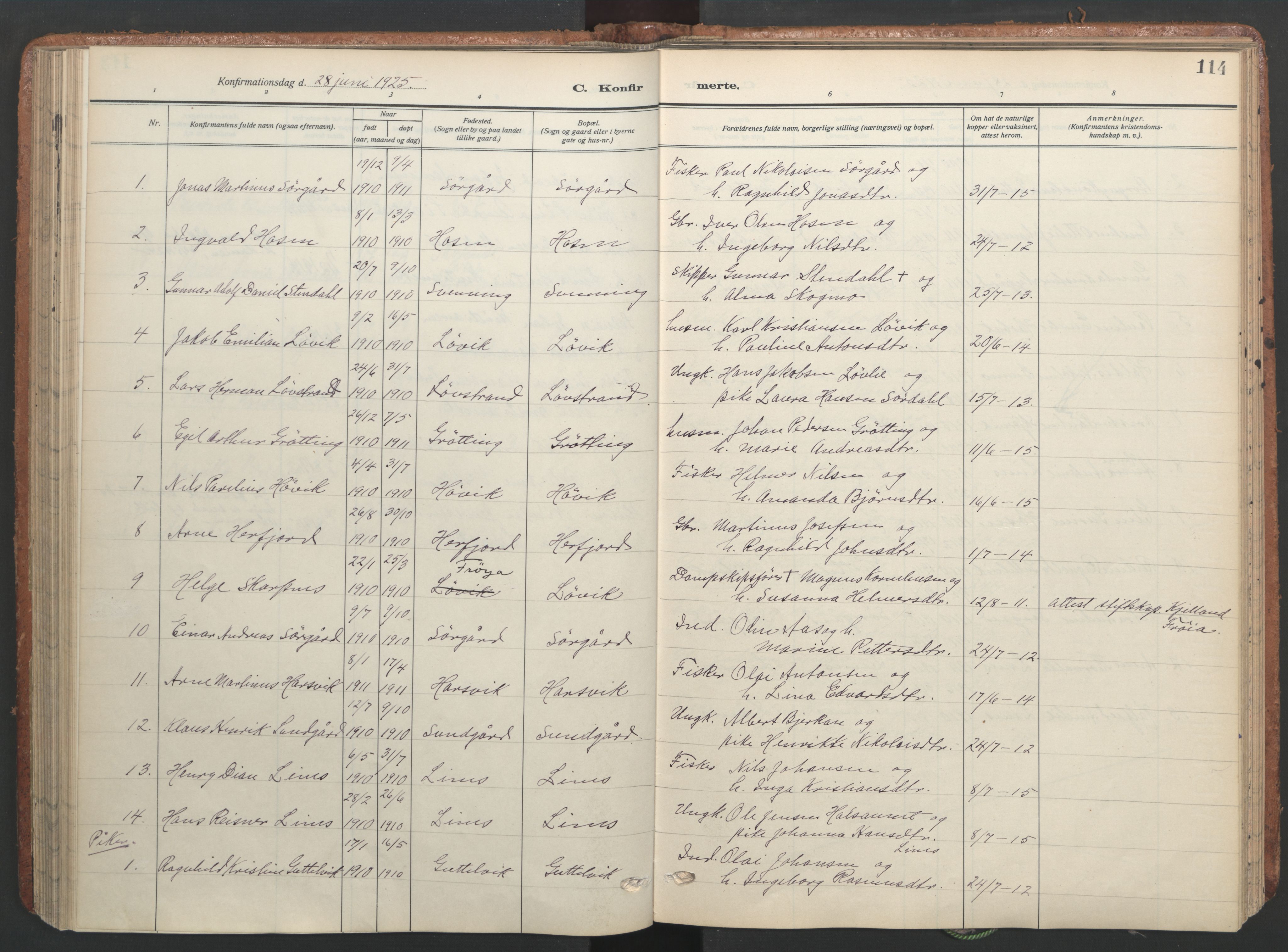 Ministerialprotokoller, klokkerbøker og fødselsregistre - Sør-Trøndelag, AV/SAT-A-1456/656/L0694: Parish register (official) no. 656A03, 1914-1931, p. 114