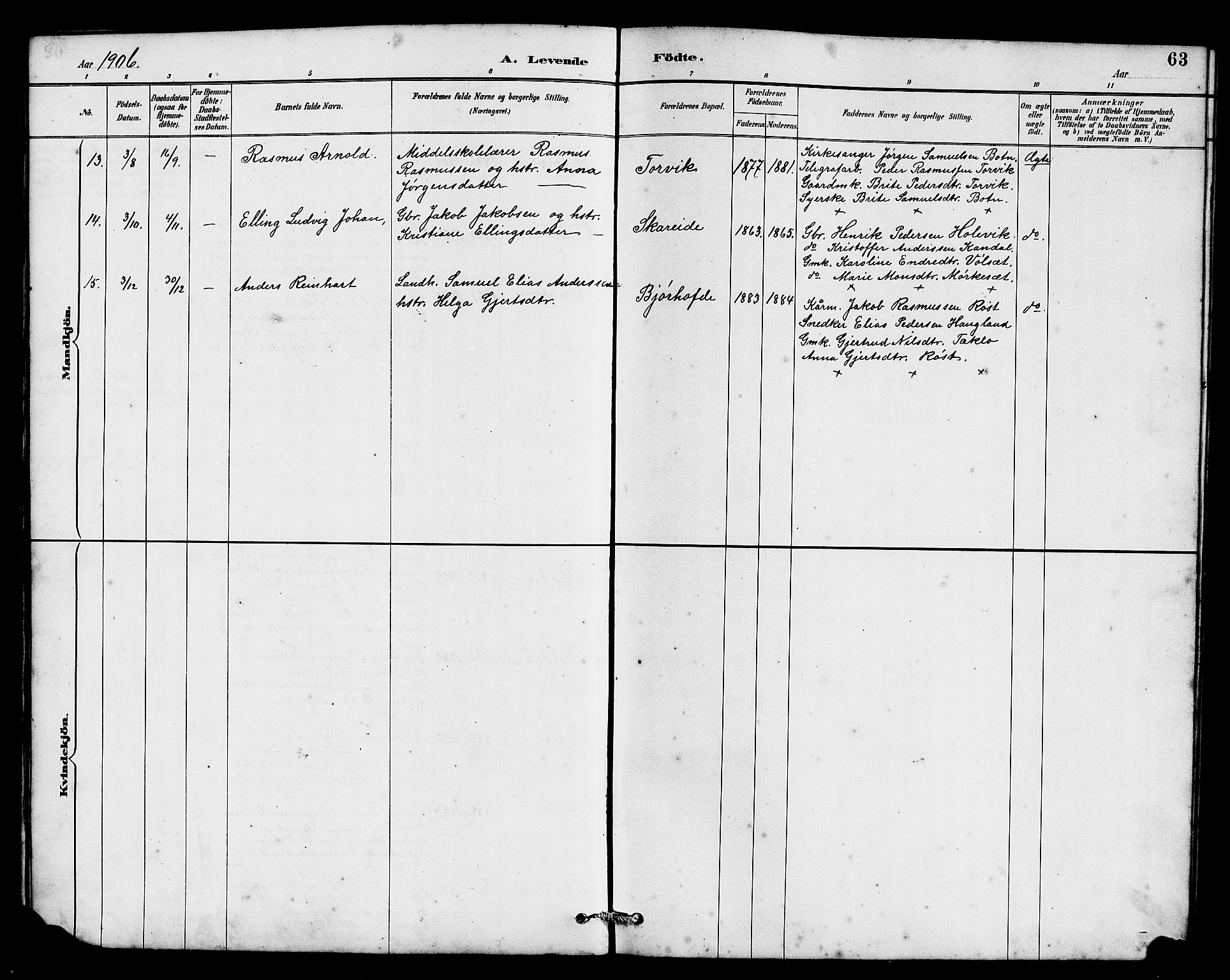 Eid sokneprestembete, AV/SAB-A-82301/H/Hab/Habc/L0002: Parish register (copy) no. C 2, 1887-1906, p. 63