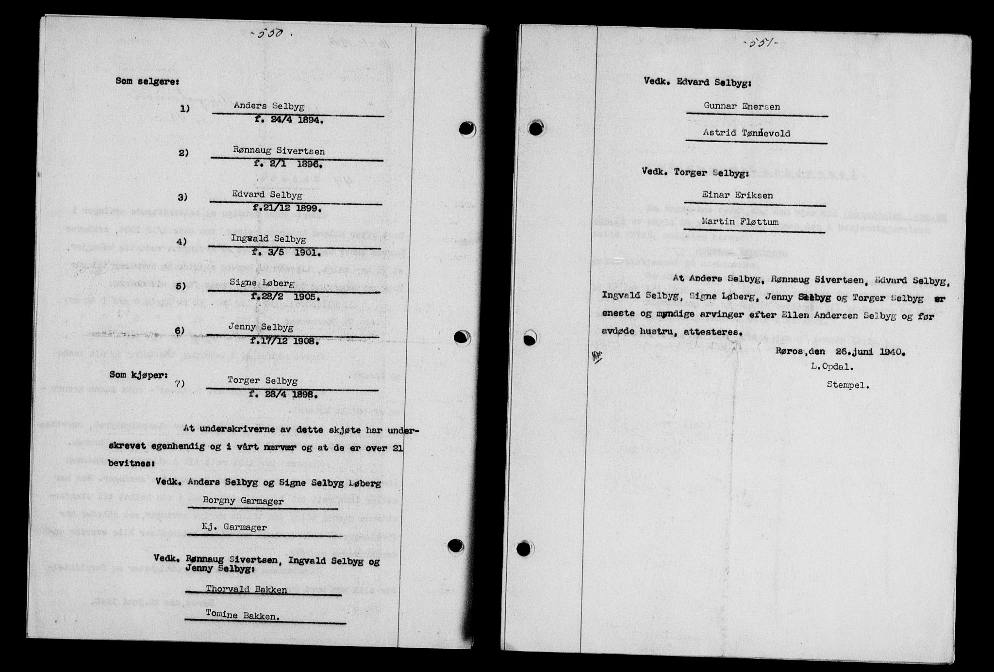 Gauldal sorenskriveri, SAT/A-0014/1/2/2C/L0052: Mortgage book no. 57, 1940-1941, Diary no: : 47/1941