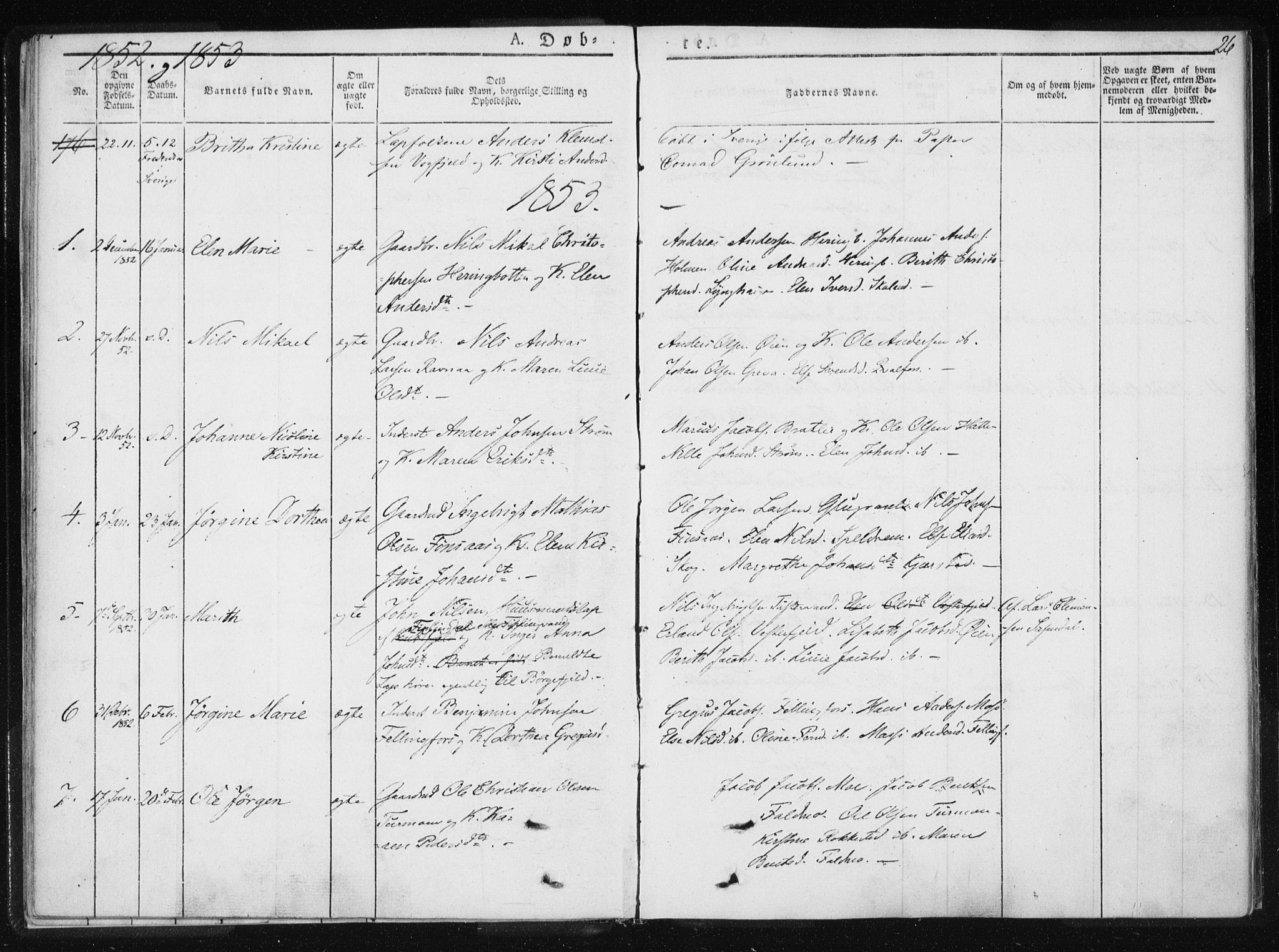 Ministerialprotokoller, klokkerbøker og fødselsregistre - Nordland, SAT/A-1459/820/L0292: Parish register (official) no. 820A13, 1851-1854, p. 26