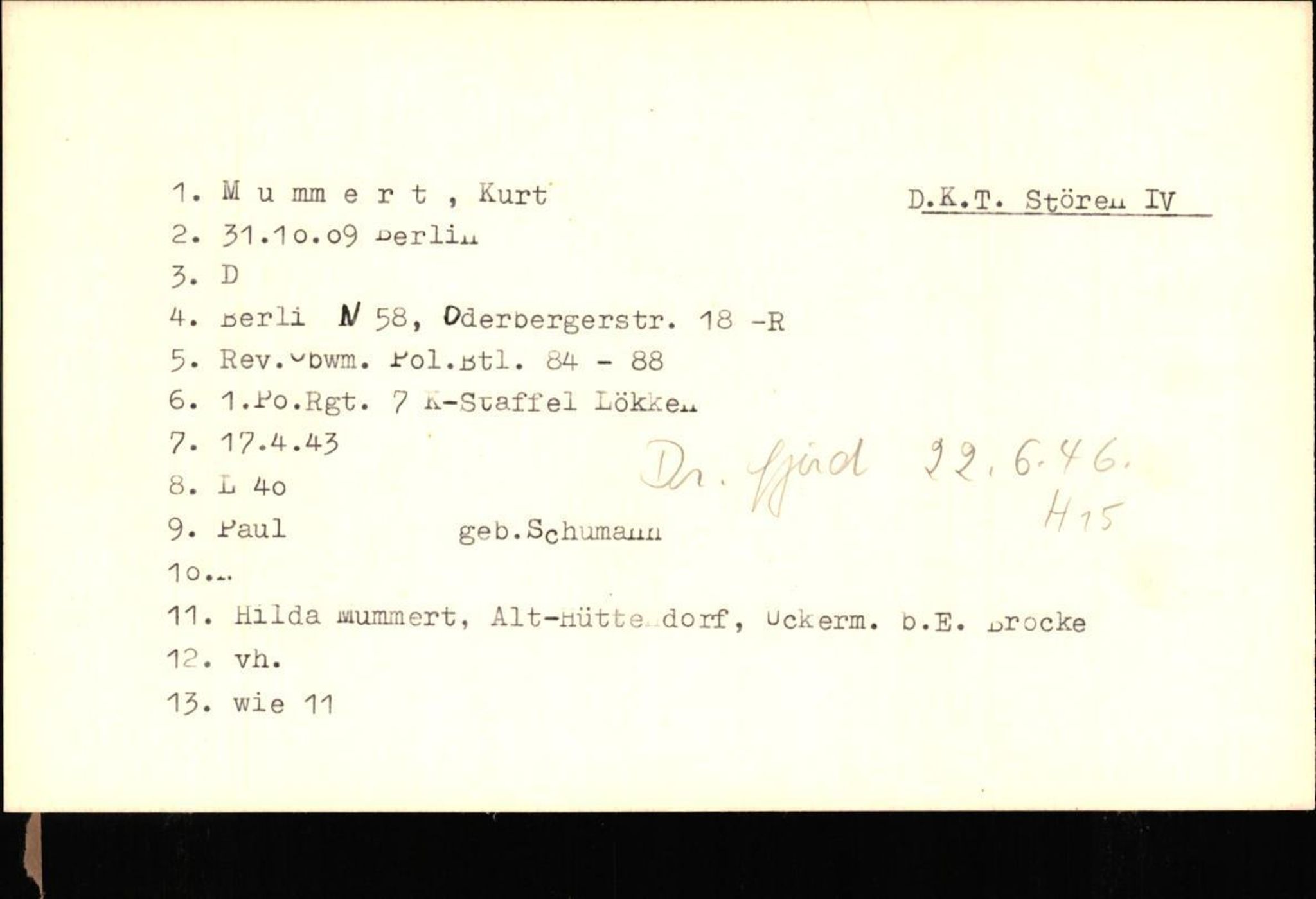 Hjemsendte tyskere , AV/RA-RAFA-6487/D/Db/L0020: Mülzet-Paülisch, 1945-1947, p. 2