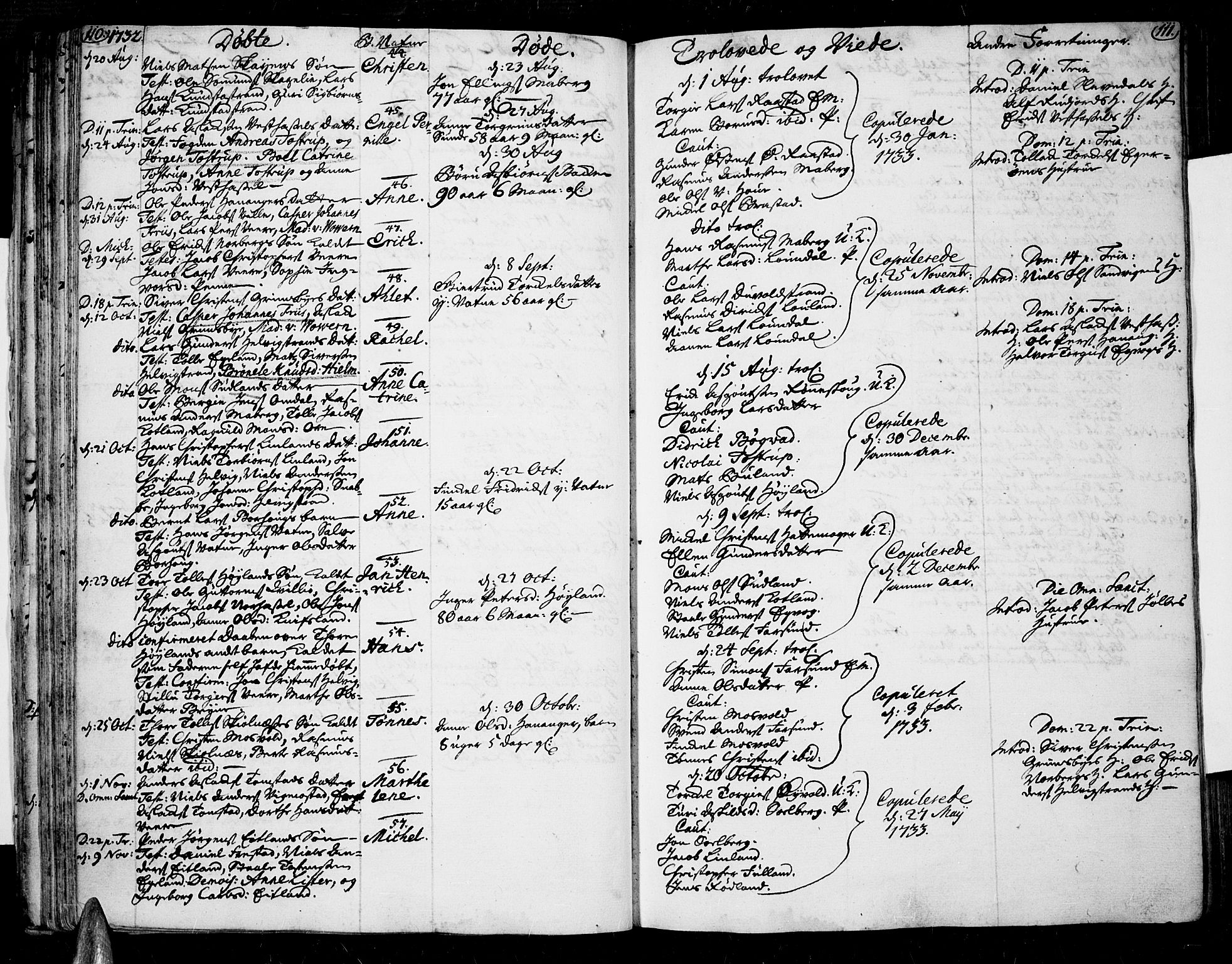 Lista sokneprestkontor, AV/SAK-1111-0027/F/Fa/L0002: Parish register (official) no. A 2 /1, 1726-1742, p. 110-111