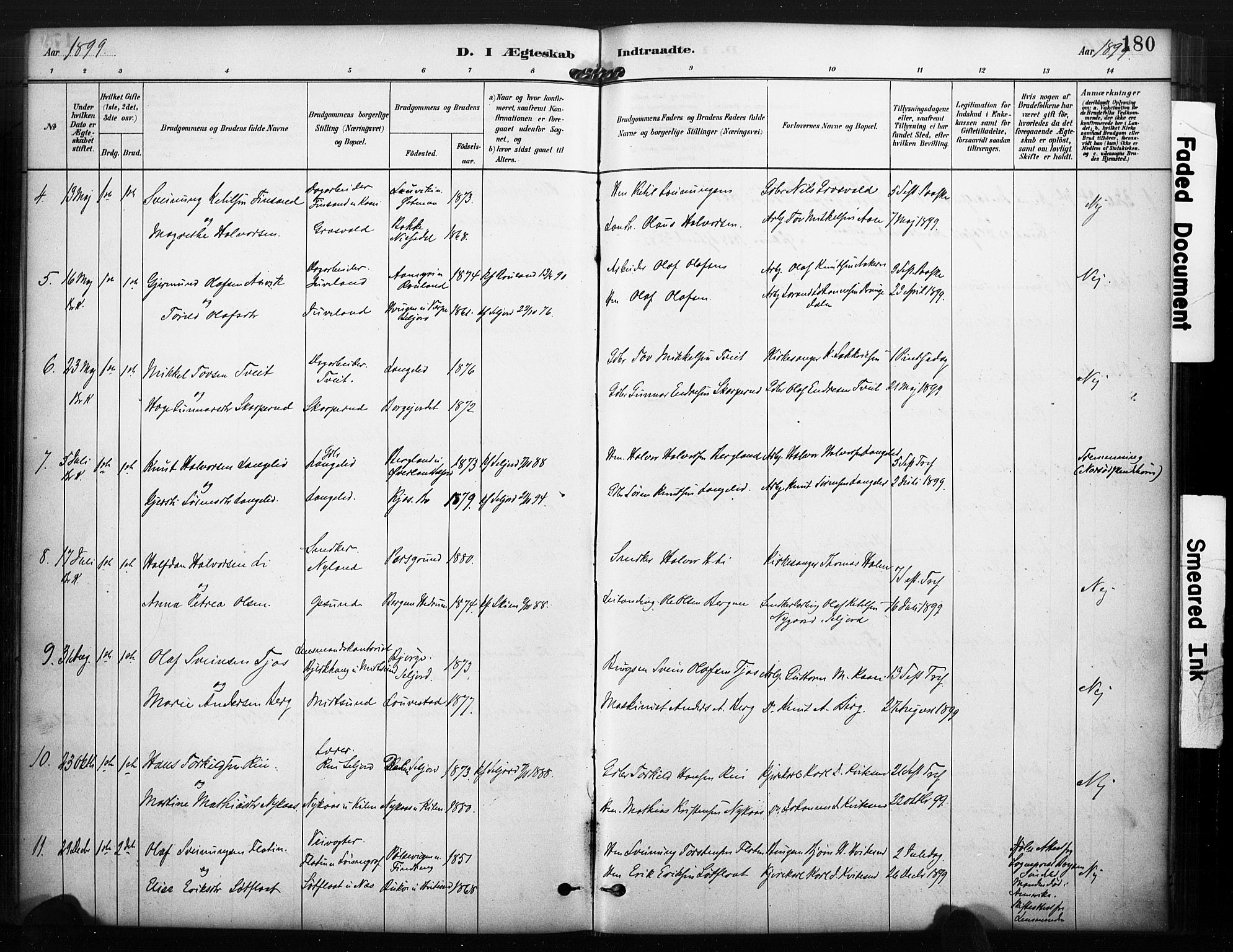 Kviteseid kirkebøker, SAKO/A-276/F/Fa/L0008: Parish register (official) no. I 8, 1882-1903, p. 180
