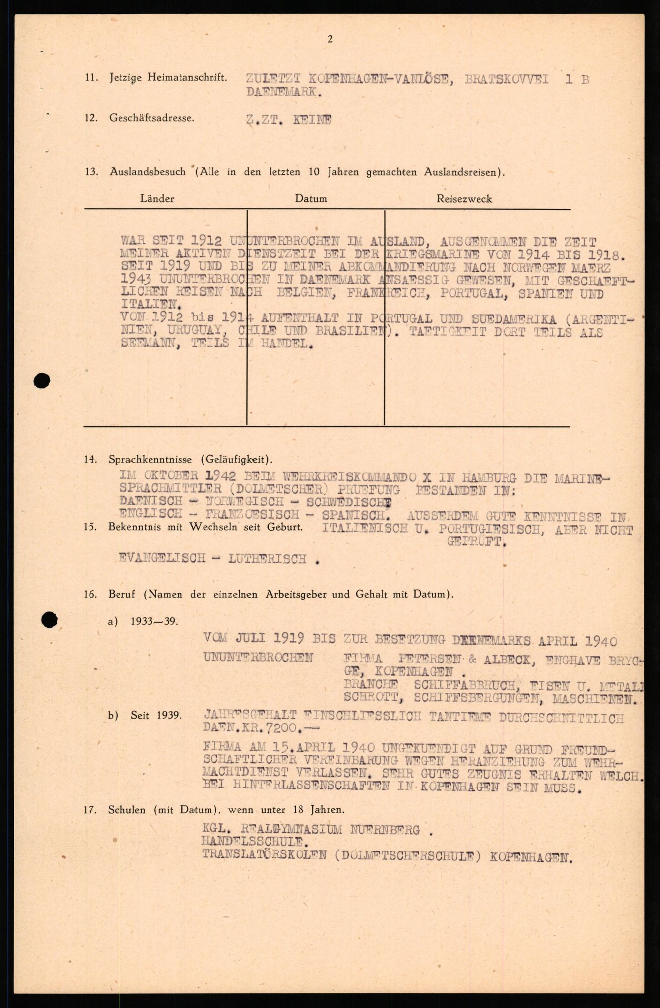 Forsvaret, Forsvarets overkommando II, AV/RA-RAFA-3915/D/Db/L0036: CI Questionaires. Tyske okkupasjonsstyrker i Norge. Tyskere., 1945-1946, p. 187