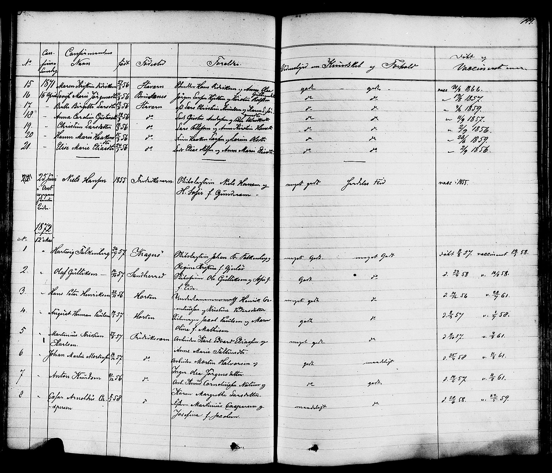 Stavern kirkebøker, AV/SAKO-A-318/F/Fa/L0007: Parish register (official) no. 7, 1840-1877, p. 199