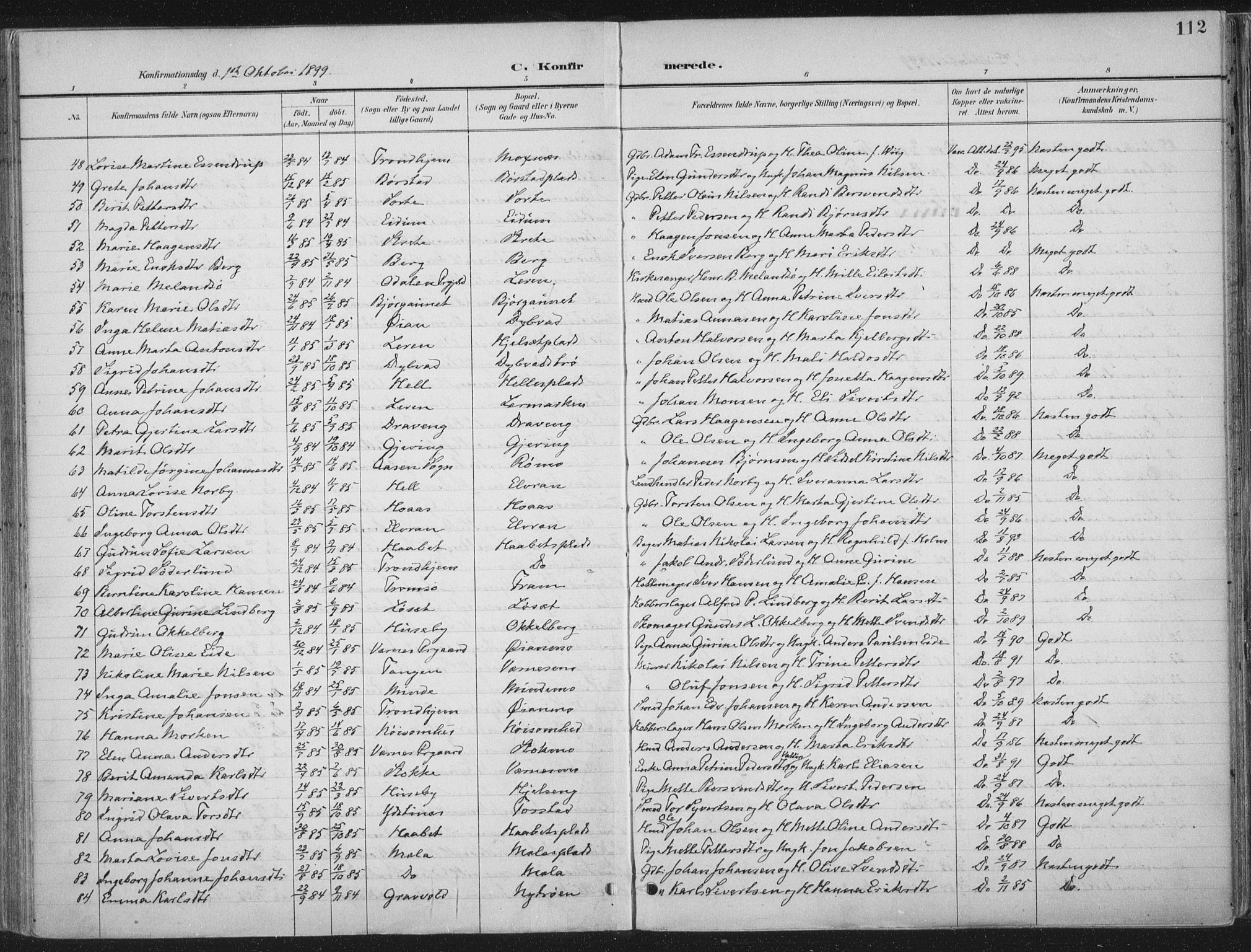 Ministerialprotokoller, klokkerbøker og fødselsregistre - Nord-Trøndelag, AV/SAT-A-1458/709/L0082: Parish register (official) no. 709A22, 1896-1916, p. 112