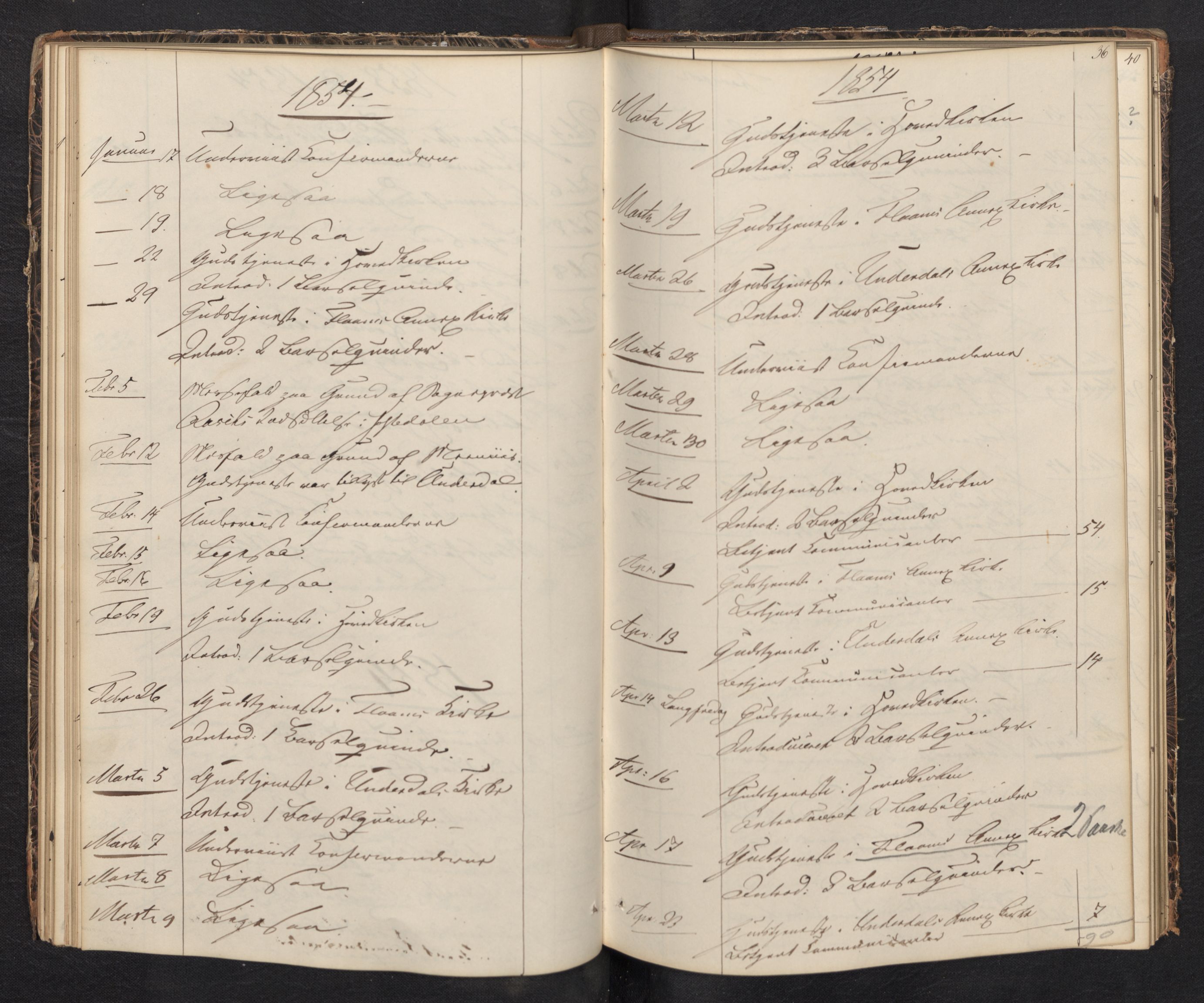Aurland sokneprestembete, SAB/A-99937/H/Ha/Haf: Diary records no. F 0, 1844-1876, p. 35b-36a