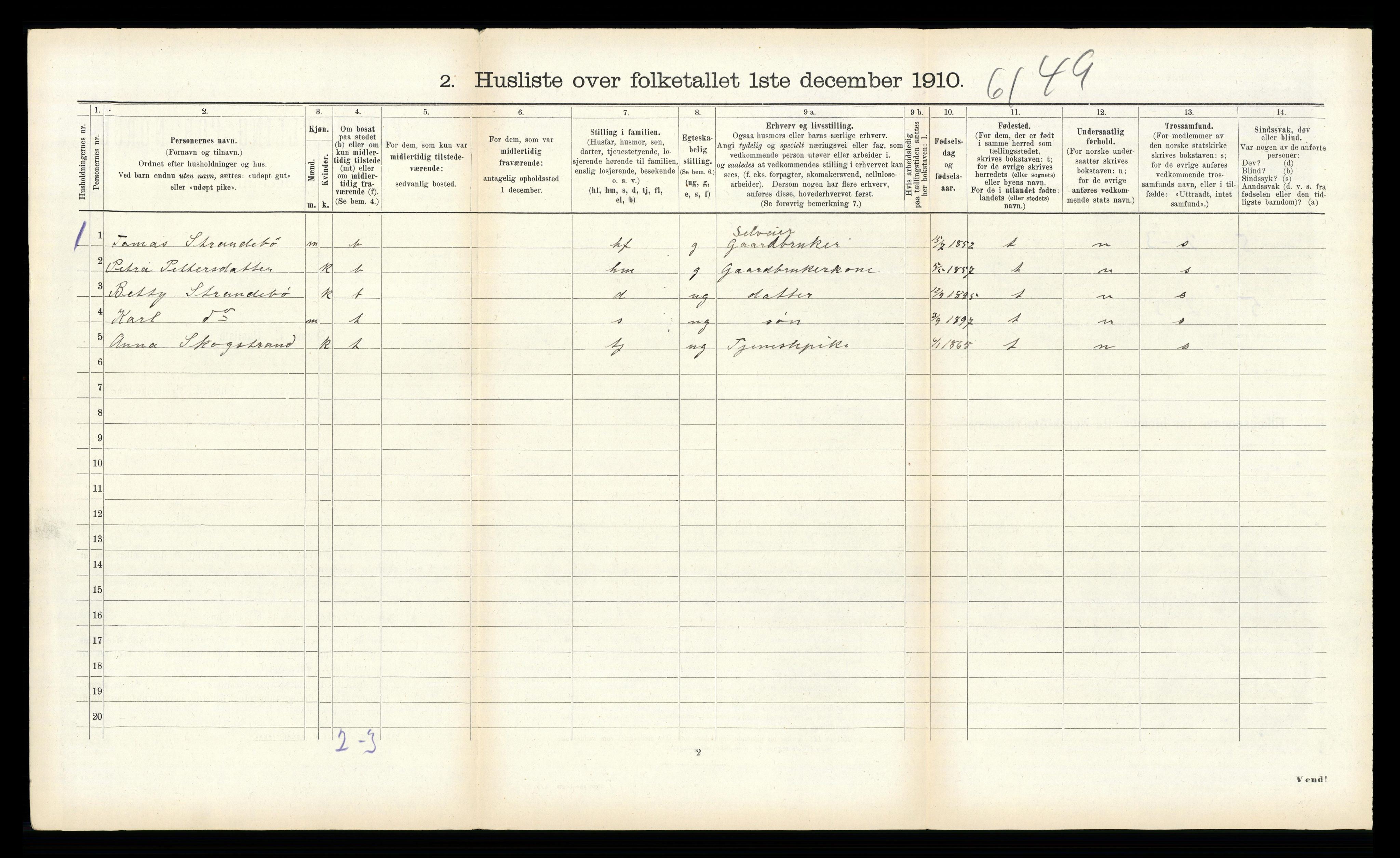 RA, 1910 census for Ulstein, 1910, p. 443