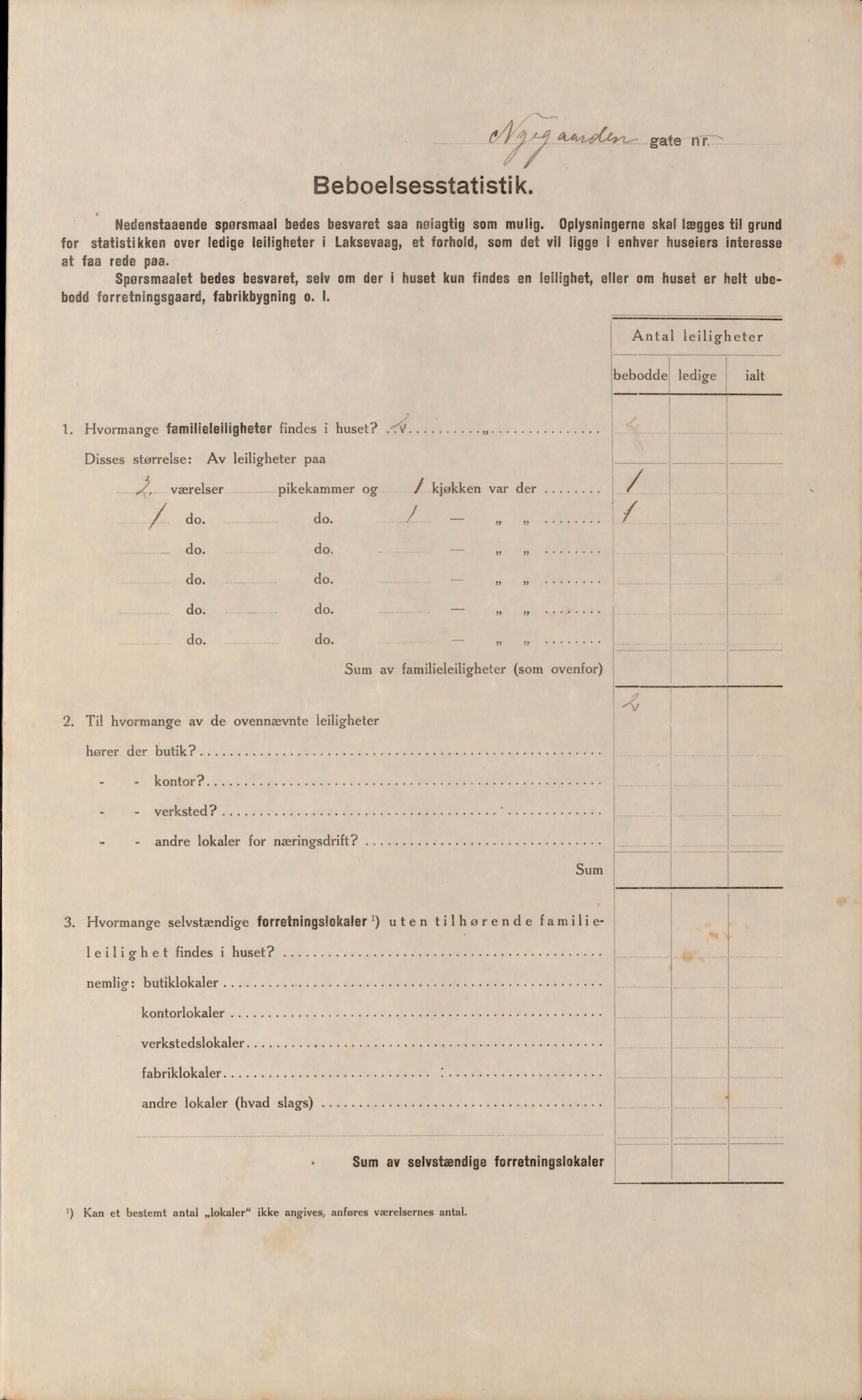 Laksevåg kommune. Folkeregisteret, BBA/A-1586/E/Ea/L0001: Folketellingskjema 1920, 1920, p. 1238