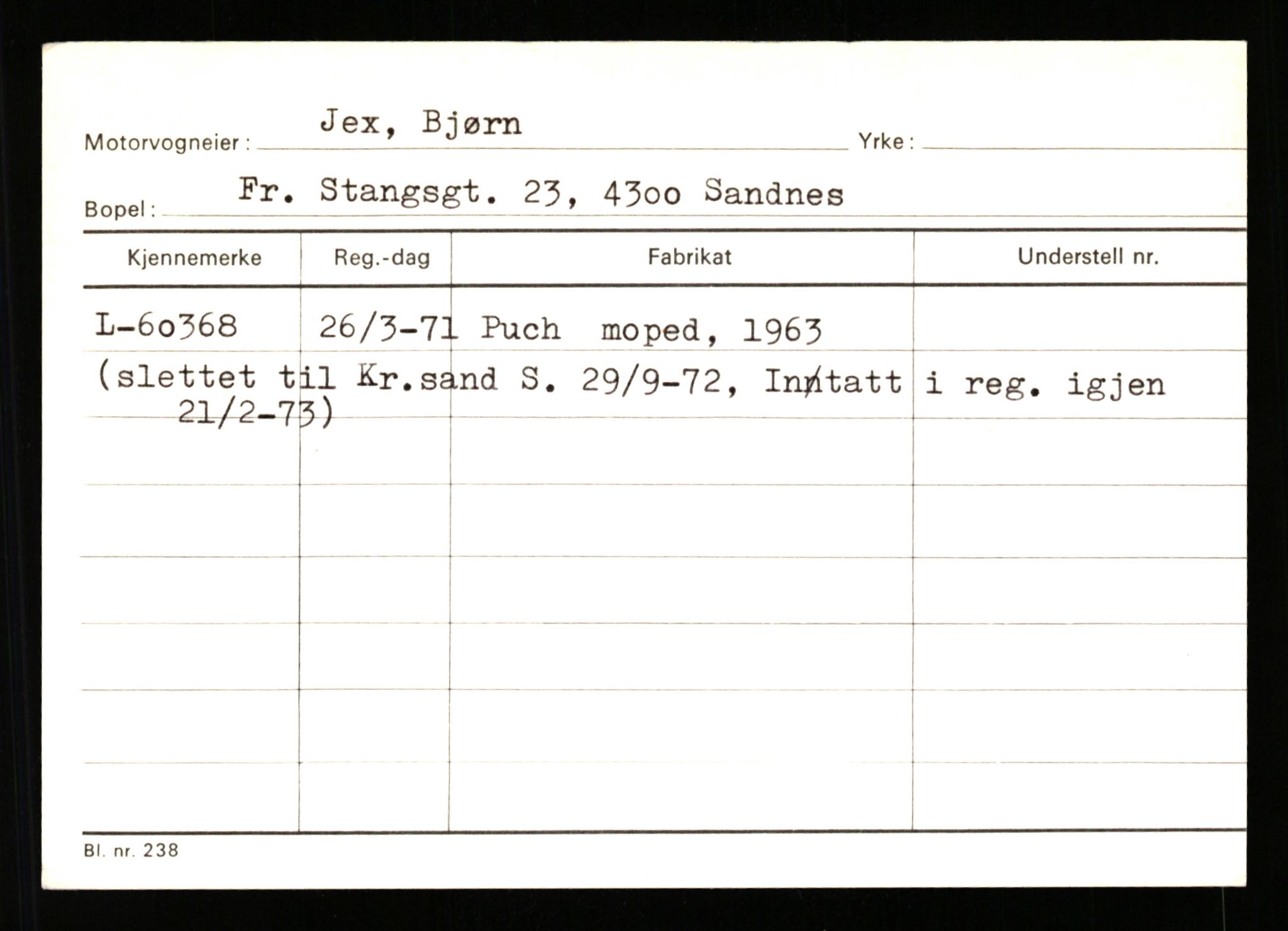 Stavanger trafikkstasjon, SAST/A-101942/0/H/L0018: Isbrekken - Jonas, 1930-1971, p. 1729