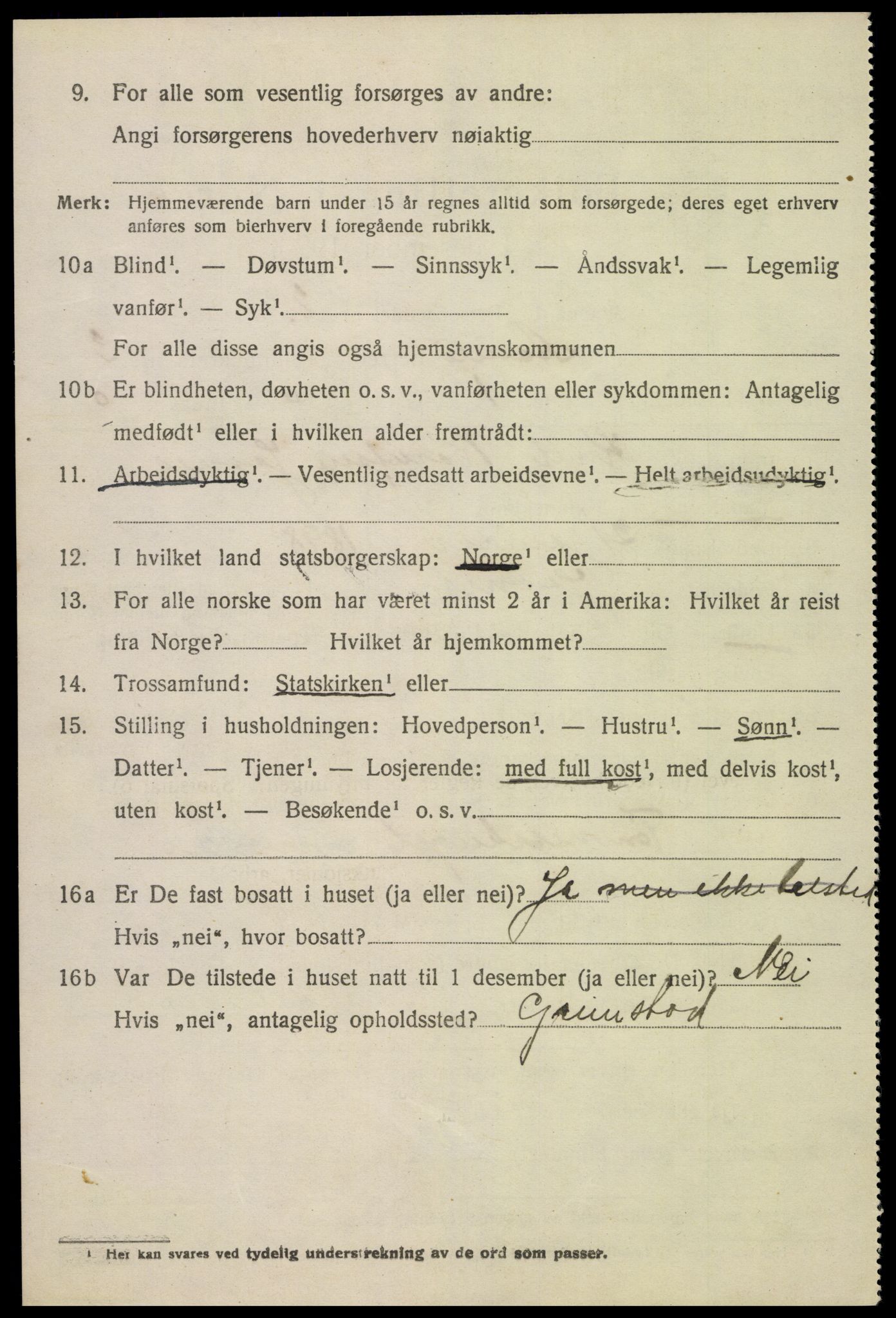 SAK, 1920 census for Åmli, 1920, p. 1254