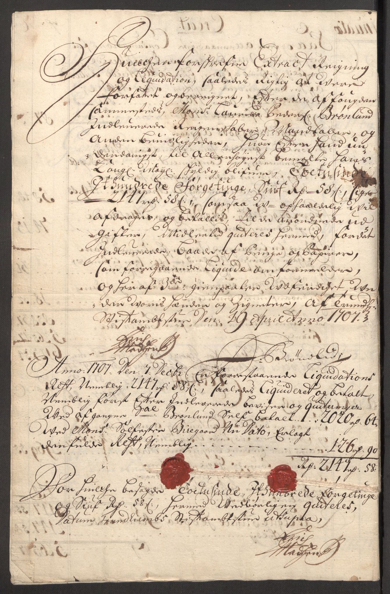 Rentekammeret inntil 1814, Reviderte regnskaper, Fogderegnskap, AV/RA-EA-4092/R57/L3857: Fogderegnskap Fosen, 1706-1707, p. 263