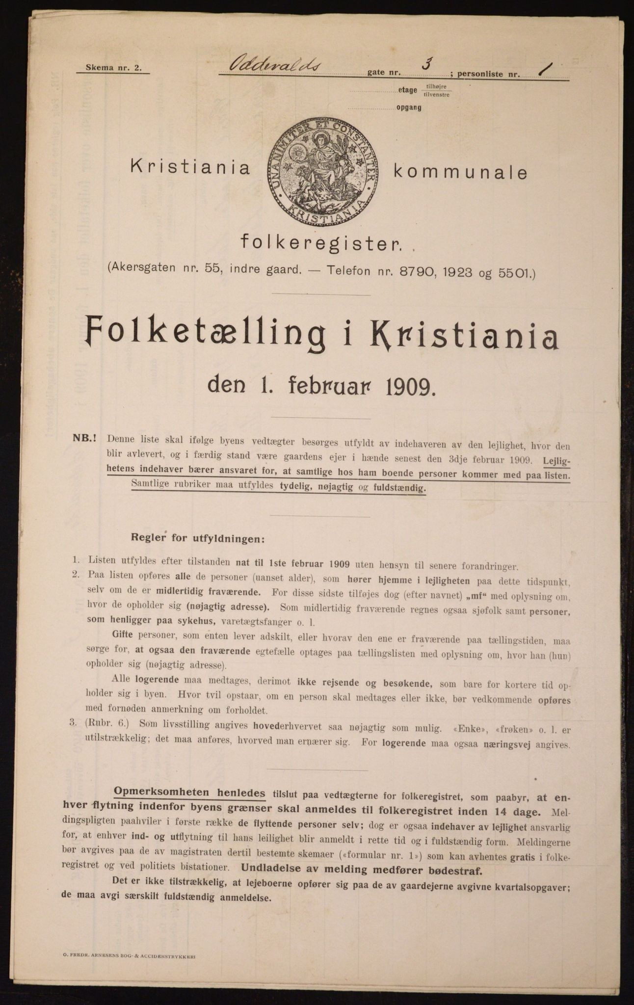 OBA, Municipal Census 1909 for Kristiania, 1909, p. 67463