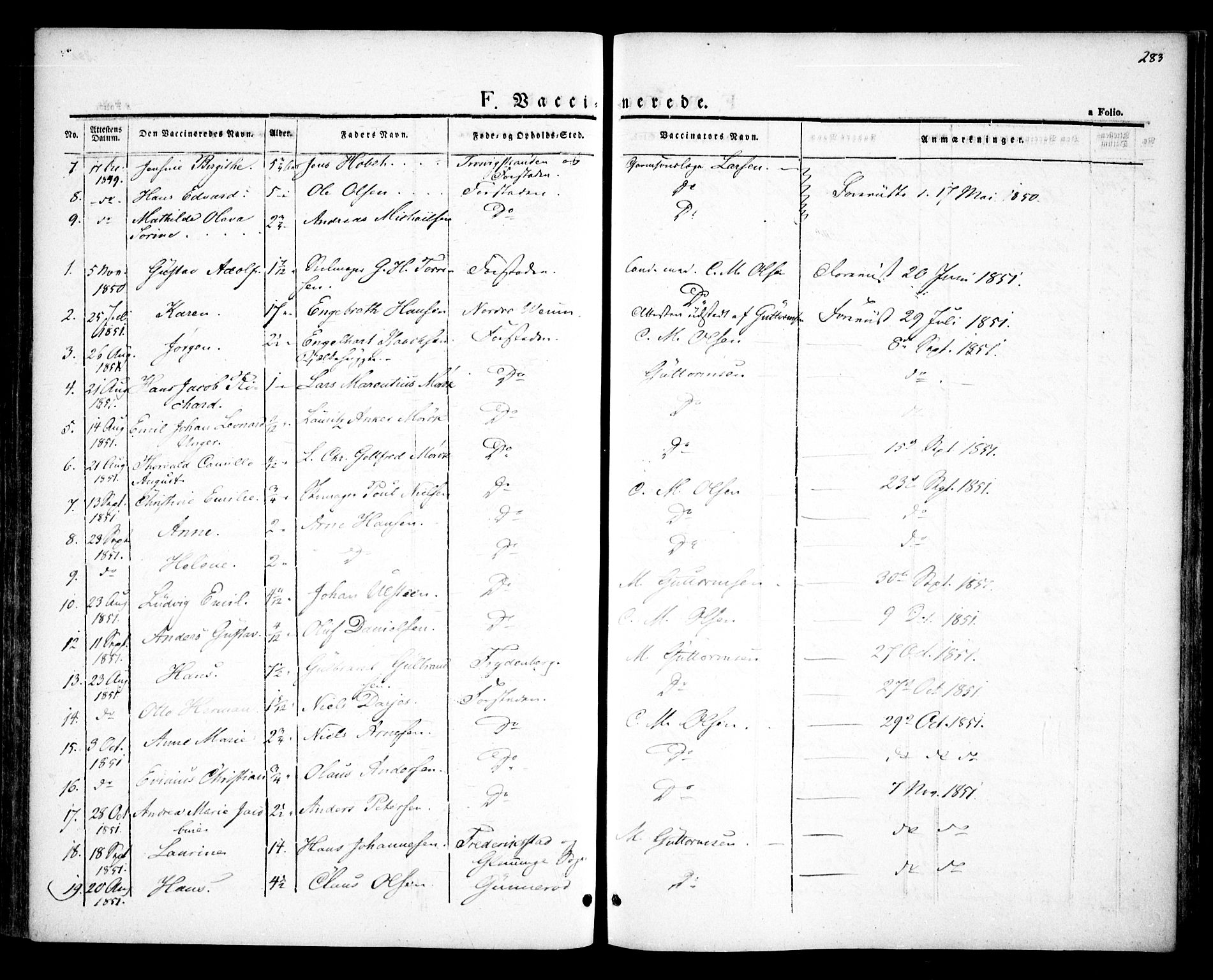 Glemmen prestekontor Kirkebøker, AV/SAO-A-10908/F/Fa/L0005: Parish register (official) no. 5, 1838-1852, p. 283