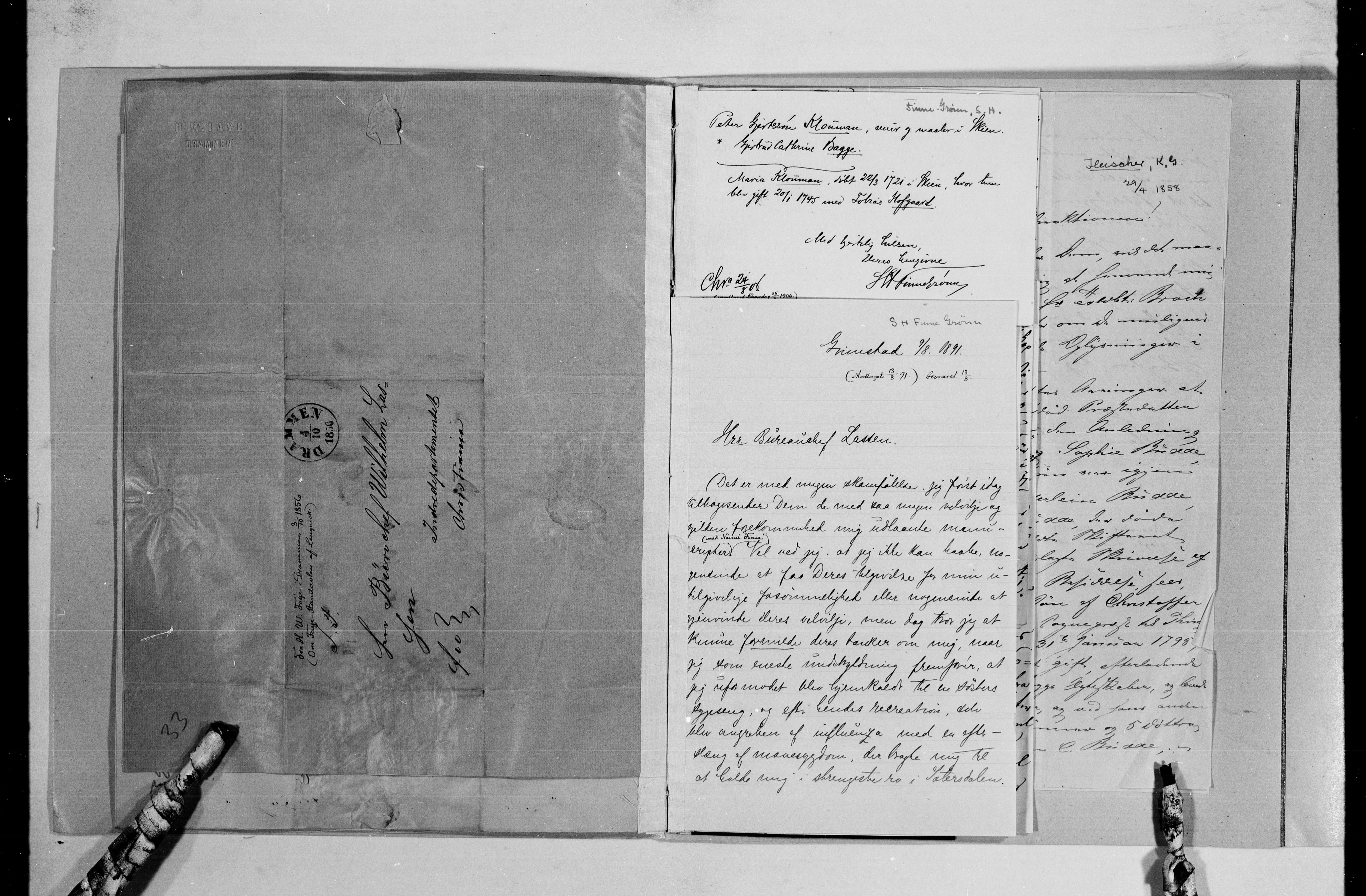 Lassens samlinger, AV/RA-PA-0051/G/L0097: Alfabetisk ordnede brev til Wilhelm Lassen: Fabritius - Grønvold, 1815-1907, p. 40