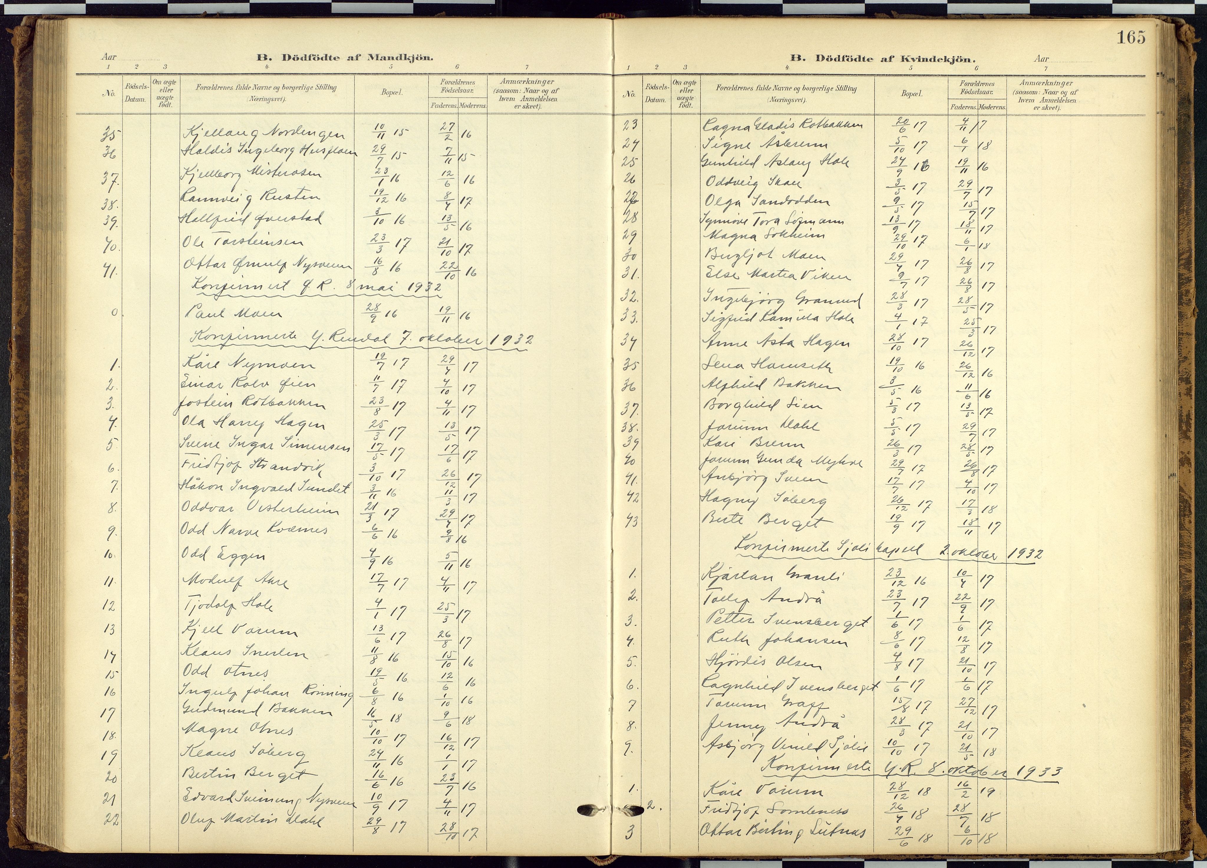 Rendalen prestekontor, SAH/PREST-054/H/Ha/Hab/L0010: Parish register (copy) no. 10, 1903-1940, p. 165