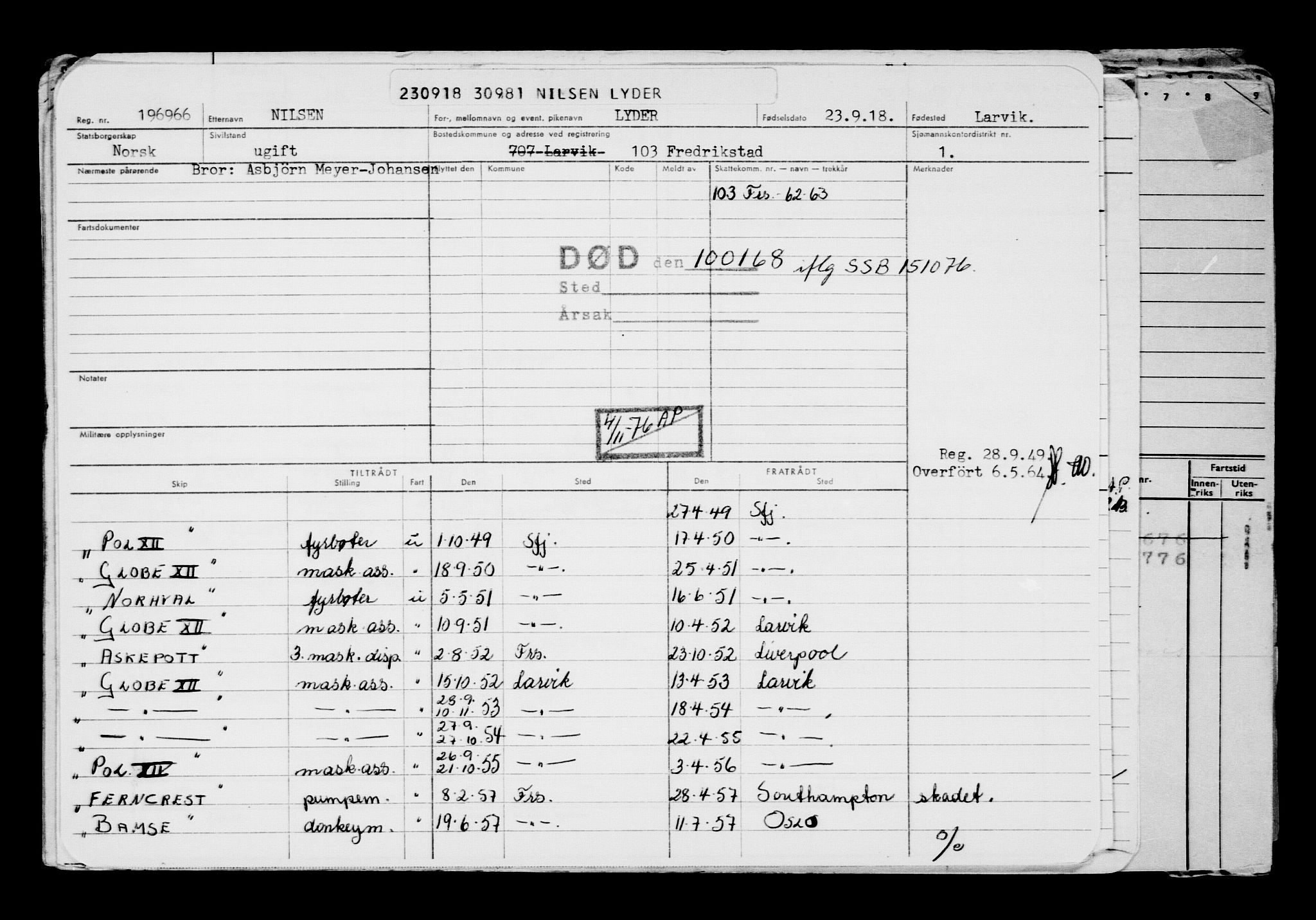 Direktoratet for sjømenn, AV/RA-S-3545/G/Gb/L0162: Hovedkort, 1918, p. 565