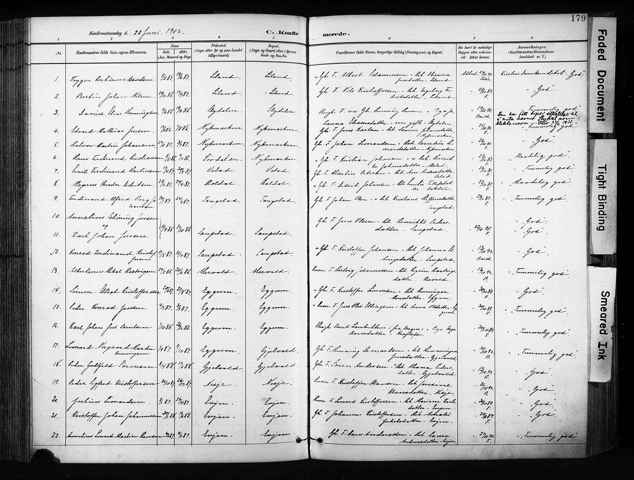 Ministerialprotokoller, klokkerbøker og fødselsregistre - Nordland, AV/SAT-A-1459/880/L1134: Parish register (official) no. 880A08, 1899-1908, p. 179