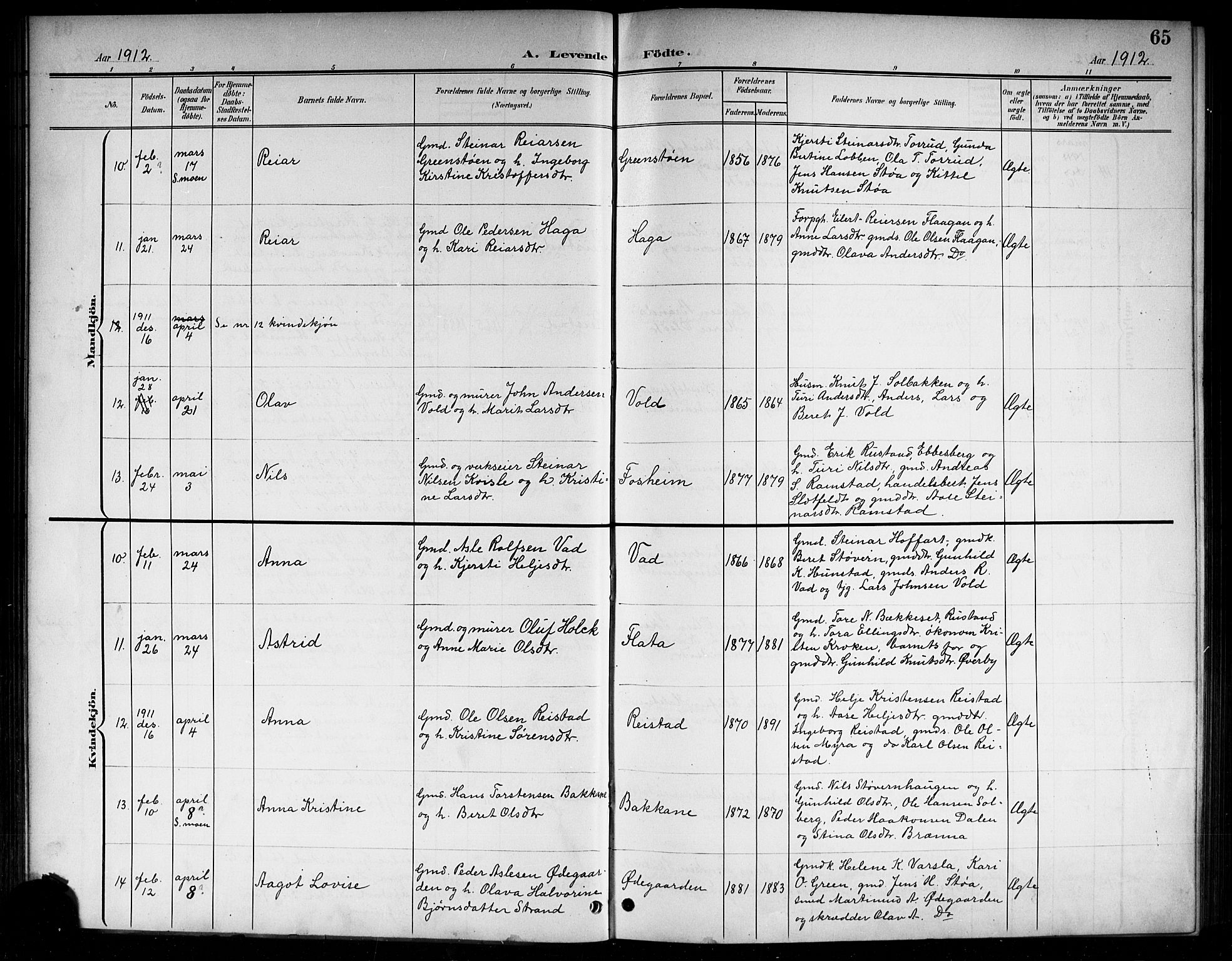 Sigdal kirkebøker, SAKO/A-245/G/Ga/L0006: Parish register (copy) no. I 6, 1901-1916, p. 65