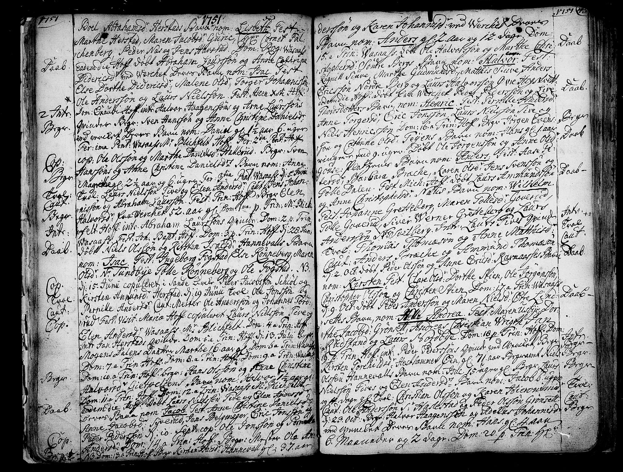 Hof kirkebøker, AV/SAKO-A-64/F/Fa/L0002: Parish register (official) no. I 2, 1746-1781, p. 42-43