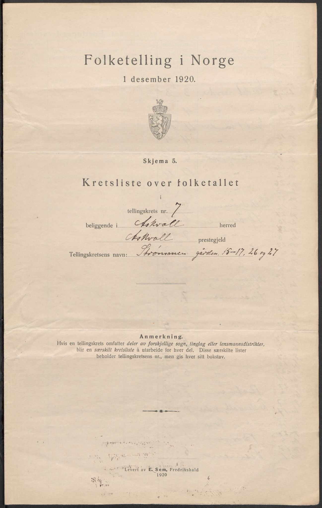 SAB, 1920 census for Askvoll, 1920, p. 23