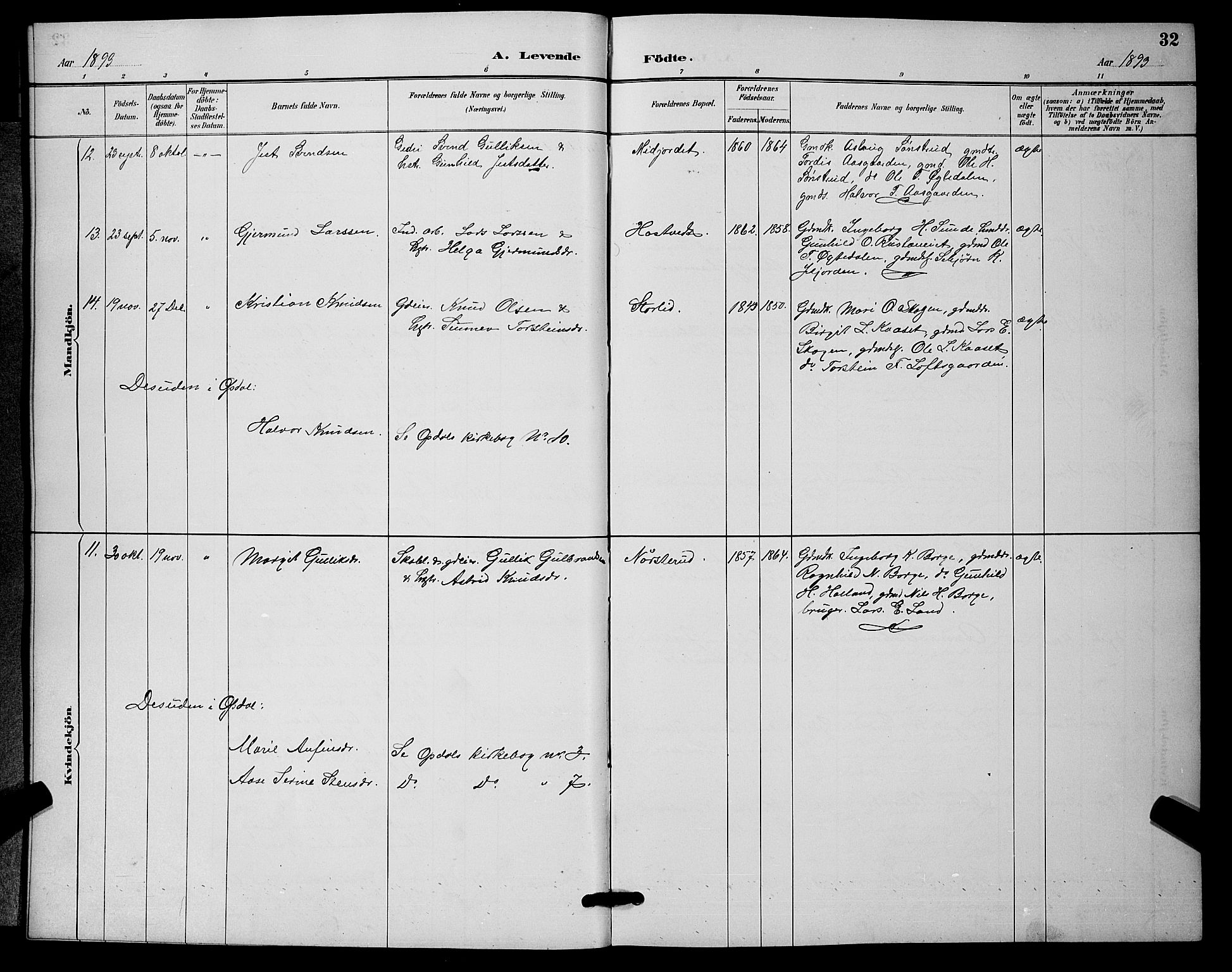 Nore kirkebøker, AV/SAKO-A-238/G/Ga/L0003: Parish register (copy) no. I 3, 1886-1903, p. 32