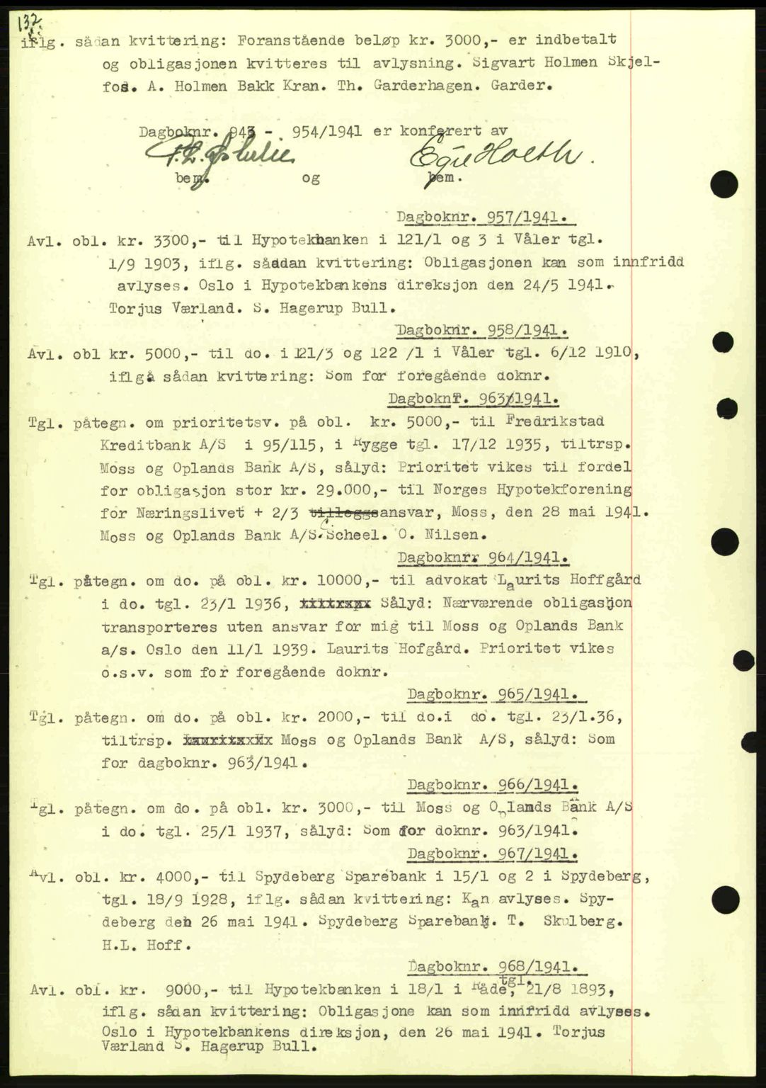 Moss sorenskriveri, SAO/A-10168: Mortgage book no. B10, 1940-1941, Diary no: : 957/1941