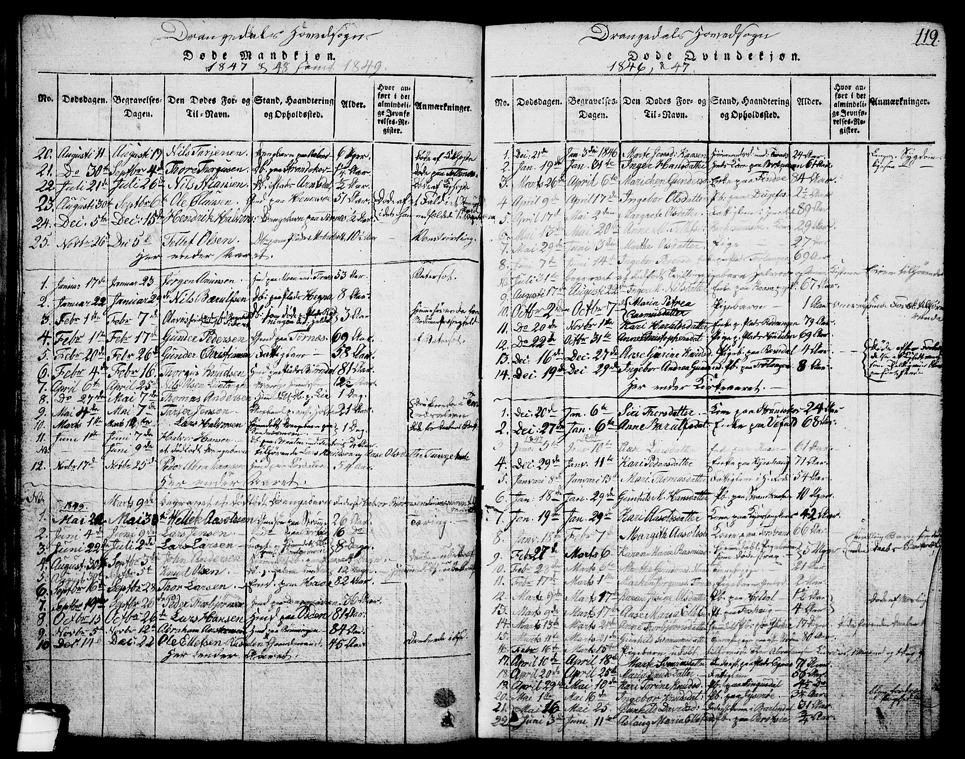 Drangedal kirkebøker, SAKO/A-258/G/Ga/L0001: Parish register (copy) no. I 1 /1, 1814-1856, p. 119