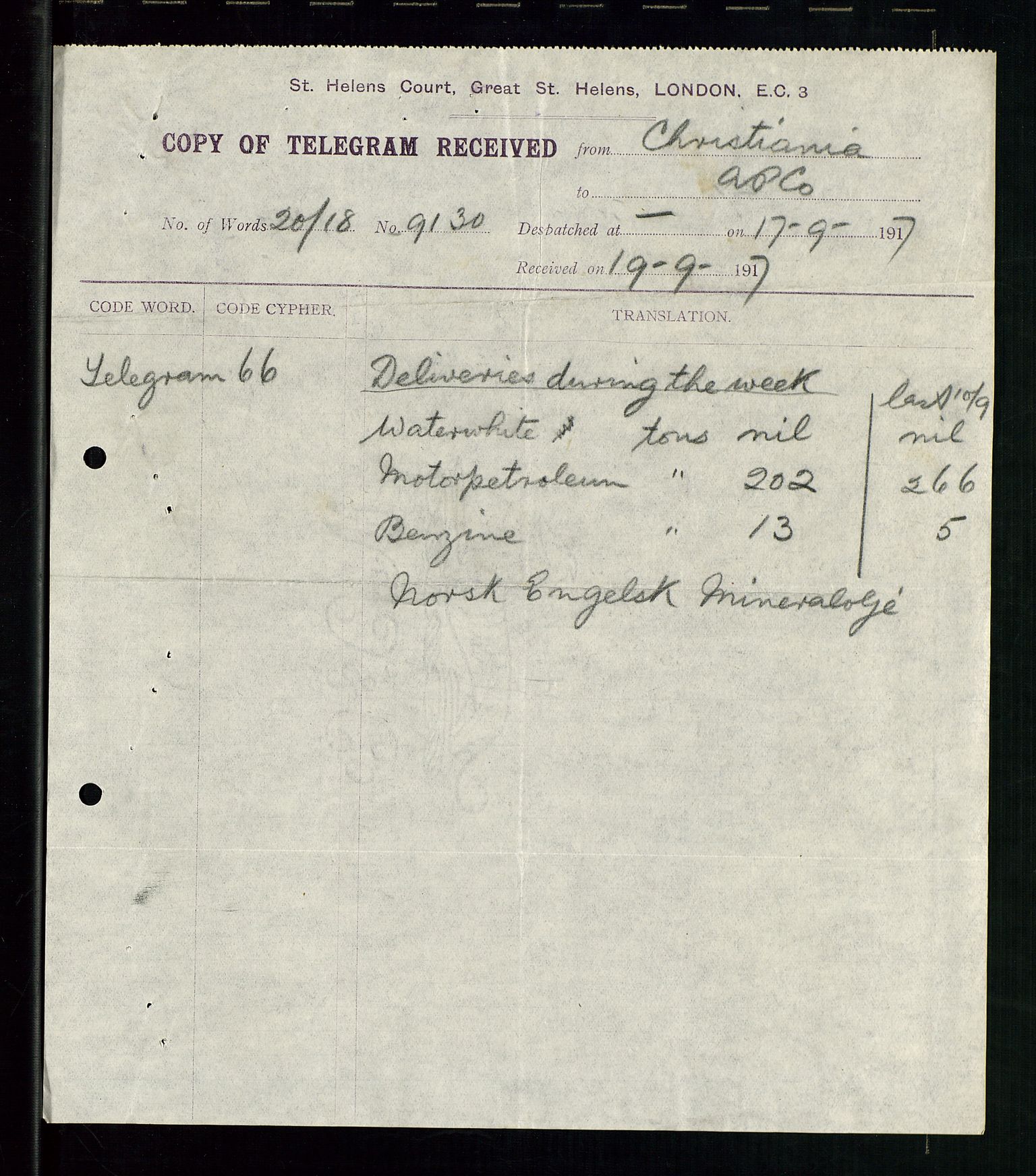 Pa 1521 - A/S Norske Shell, AV/SAST-A-101915/E/Ea/Eaa/L0001: Sjefskorrespondanse, 1917, p. 178