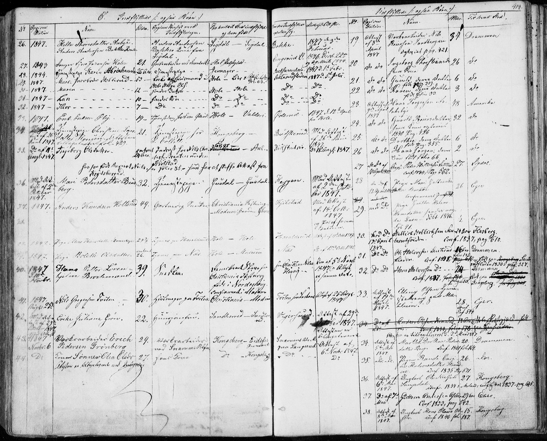 Modum kirkebøker, AV/SAKO-A-234/F/Fa/L0007: Parish register (official) no. 7, 1841-1850, p. 413