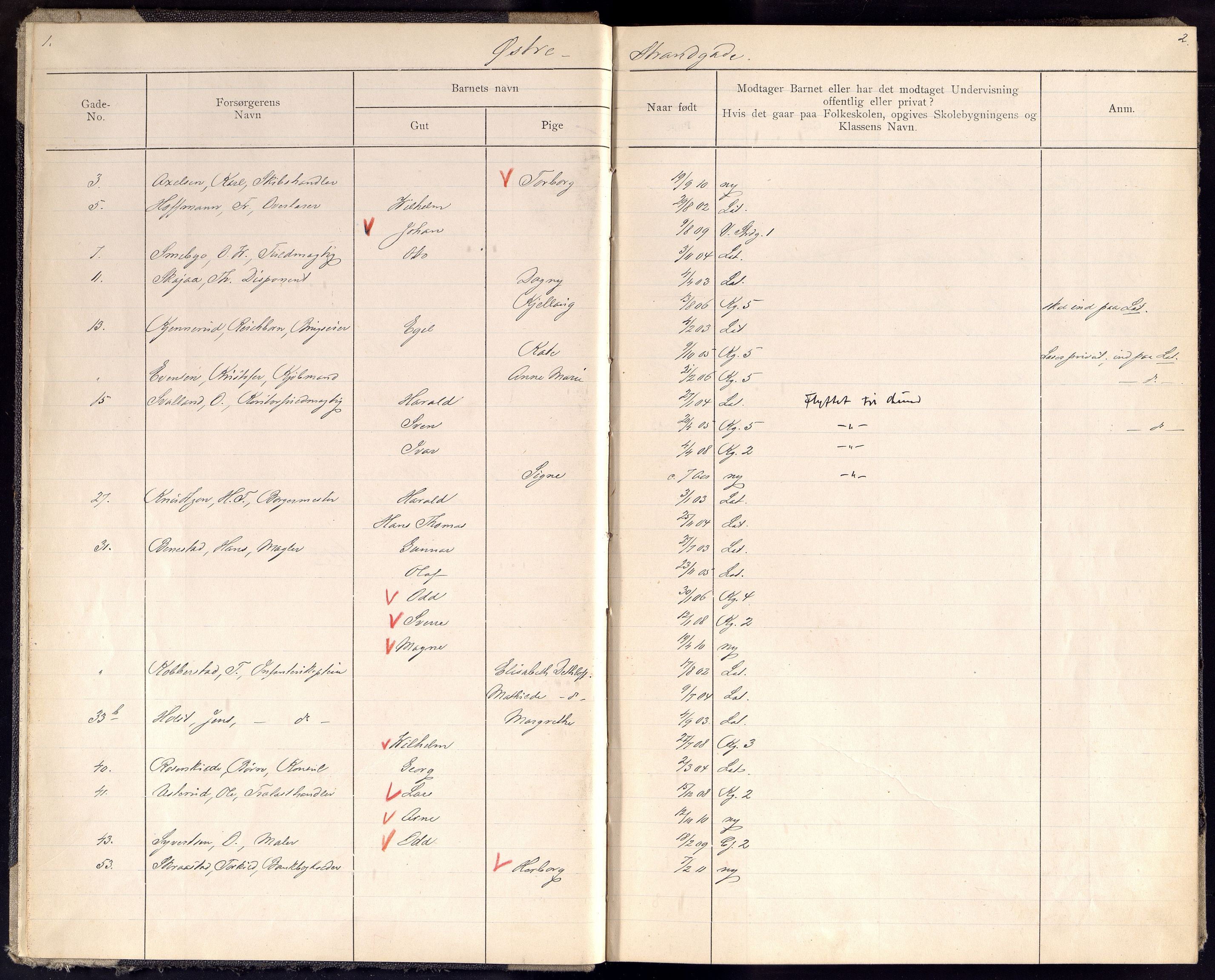 Kristiansand By - Skolekommisjonen/ -Styret, ARKSOR/1001KG510/J/Jb/L0023: Barnetelling, 1917