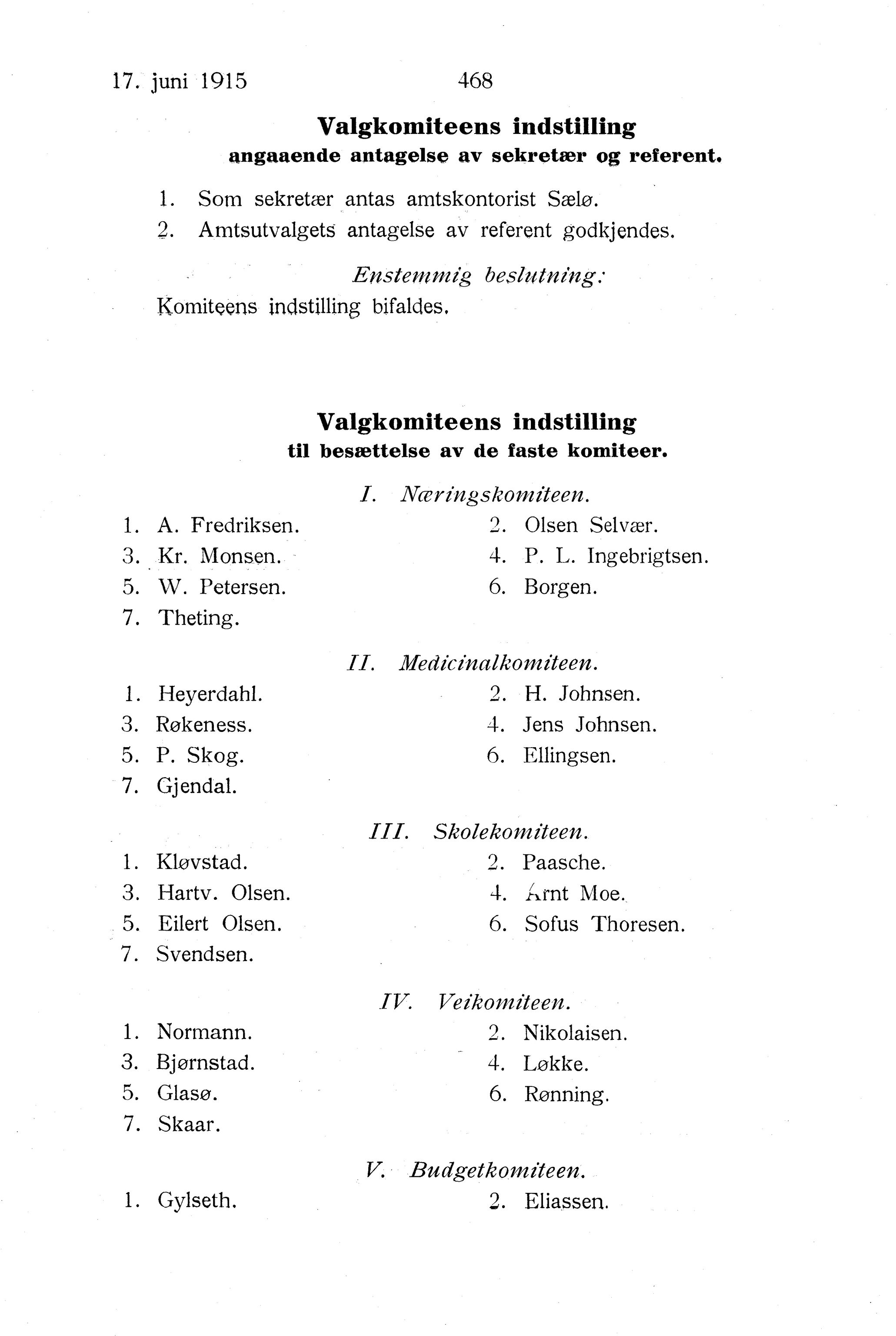 Nordland Fylkeskommune. Fylkestinget, AIN/NFK-17/176/A/Ac/L0038: Fylkestingsforhandlinger 1915, 1915