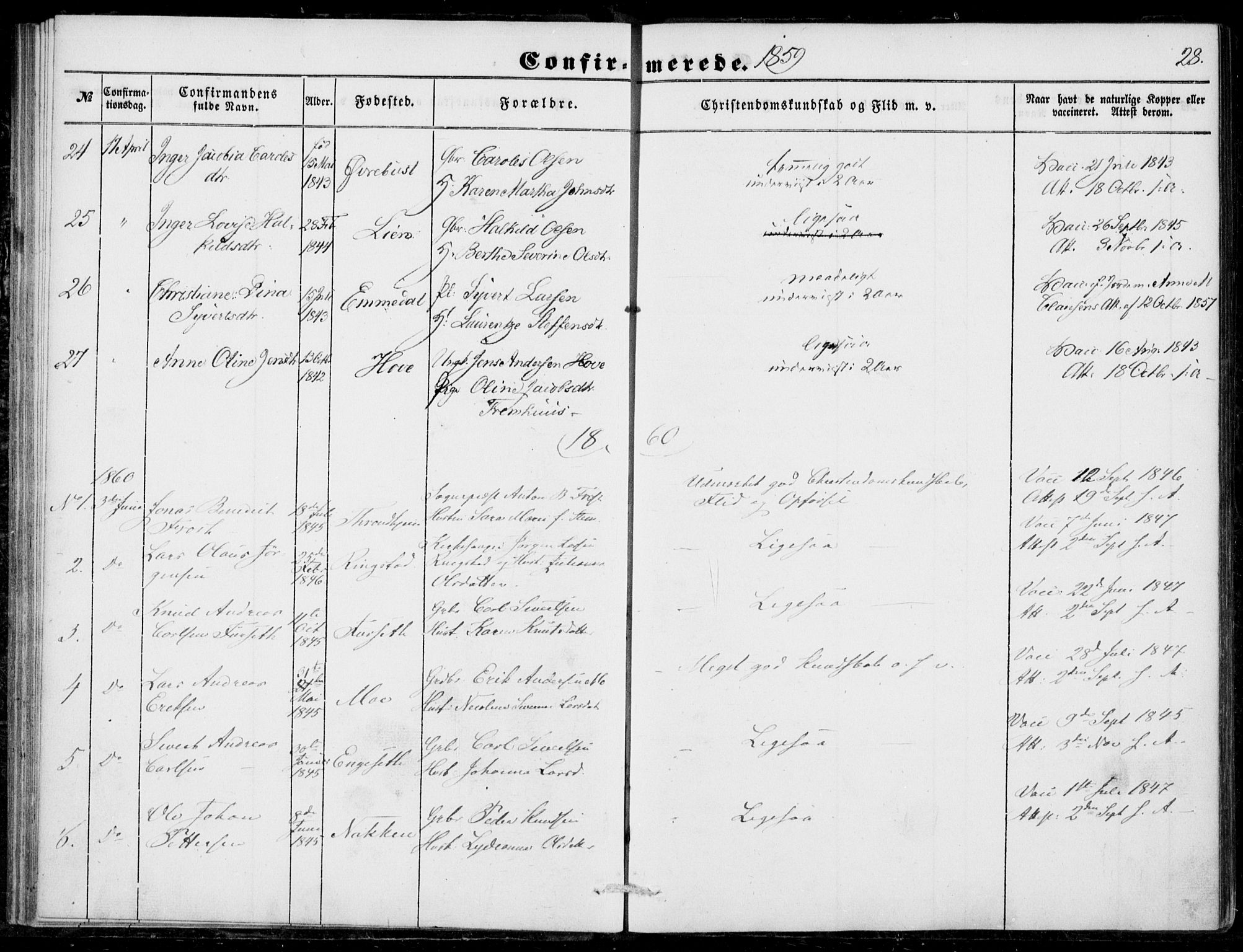 Ministerialprotokoller, klokkerbøker og fødselsregistre - Møre og Romsdal, SAT/A-1454/520/L0281: Parish register (official) no. 520A10, 1851-1881, p. 28