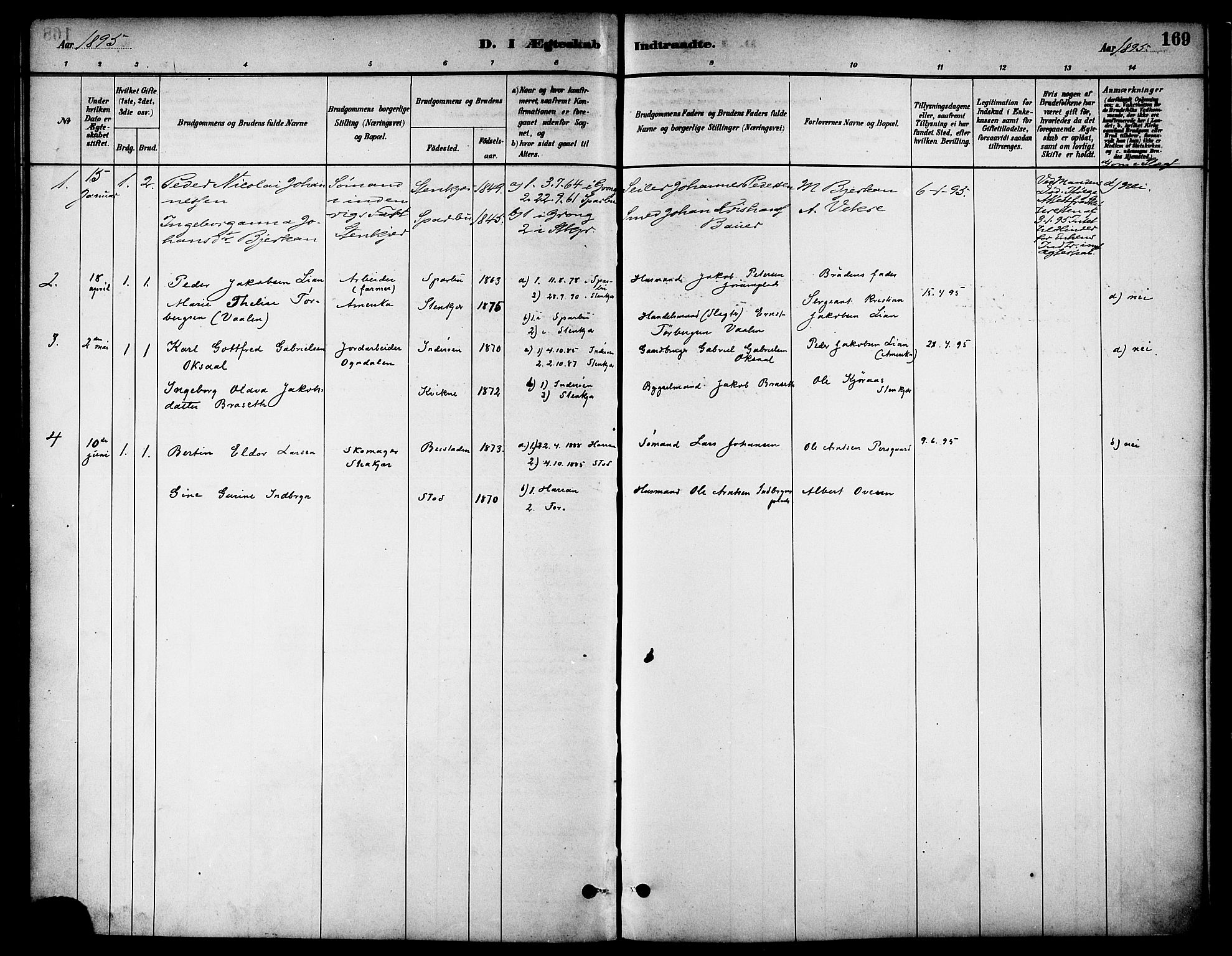 Ministerialprotokoller, klokkerbøker og fødselsregistre - Nord-Trøndelag, SAT/A-1458/739/L0371: Parish register (official) no. 739A03, 1881-1895, p. 169