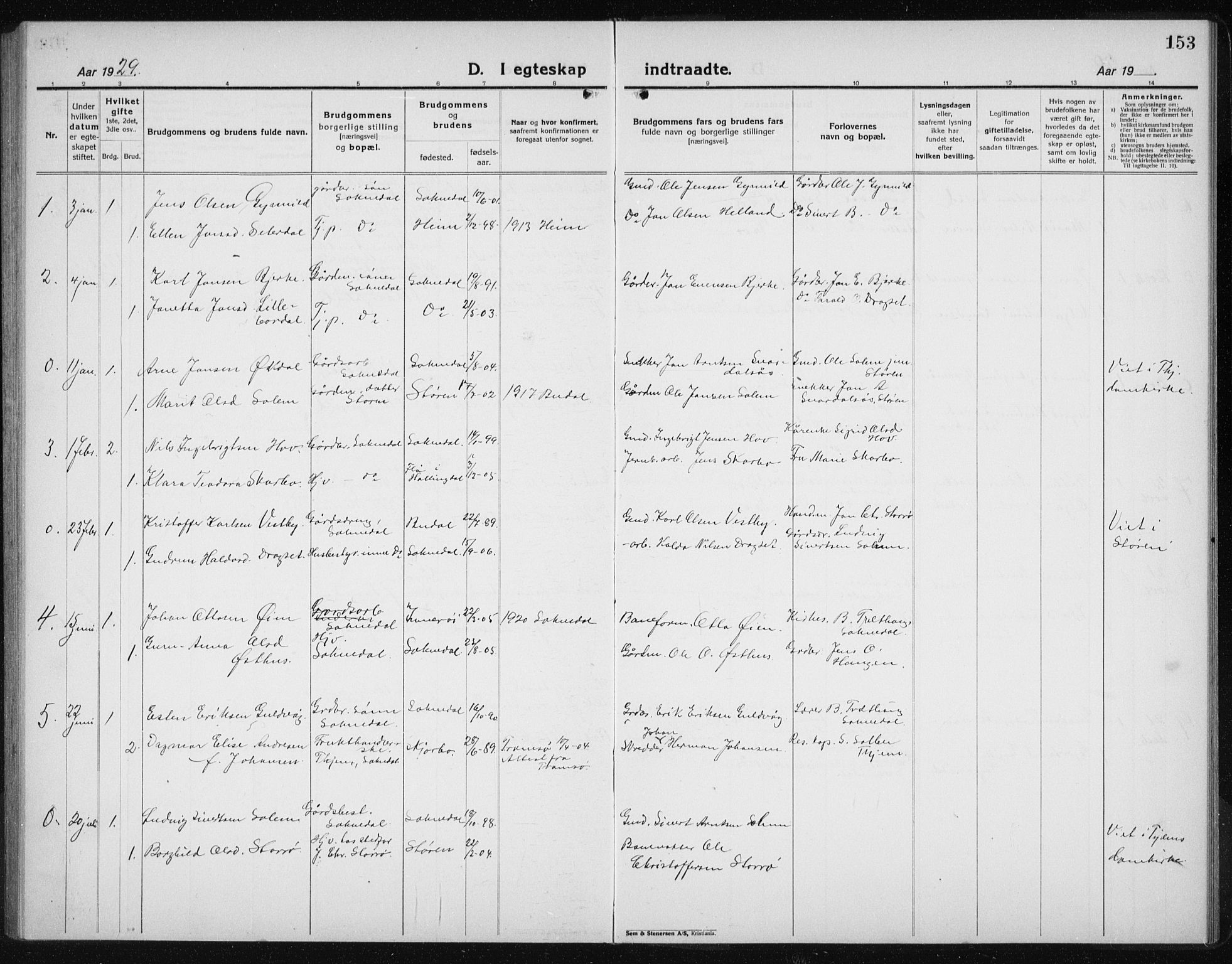 Ministerialprotokoller, klokkerbøker og fødselsregistre - Sør-Trøndelag, SAT/A-1456/689/L1045: Parish register (copy) no. 689C04, 1923-1940, p. 153