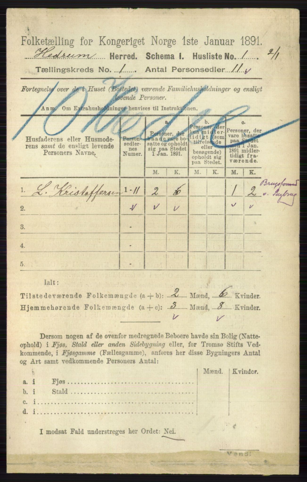 RA, 1891 census for 0727 Hedrum, 1891, p. 30