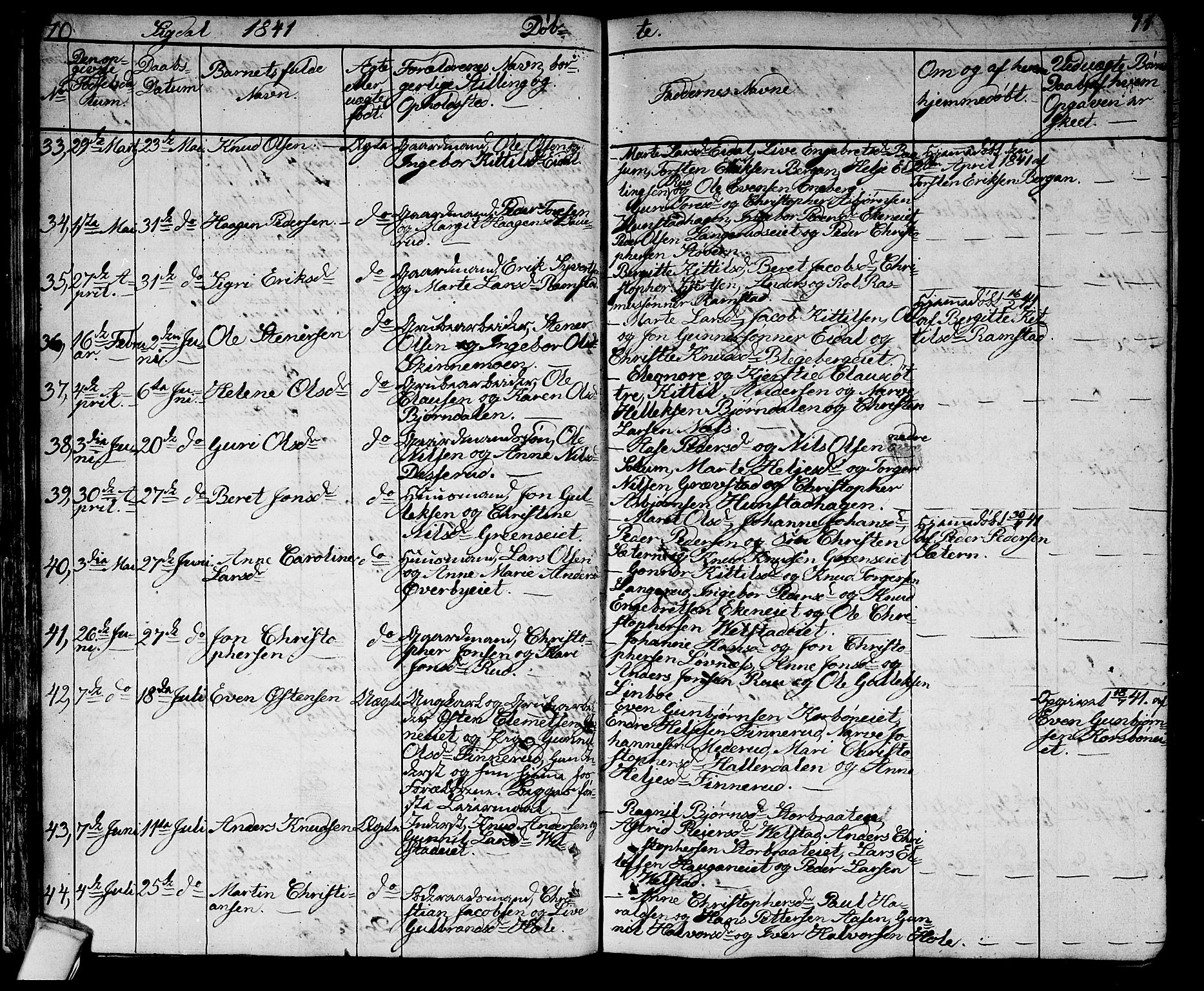 Sigdal kirkebøker, AV/SAKO-A-245/G/Ga/L0002: Parish register (copy) no. I 2, 1835-1856, p. 70-71