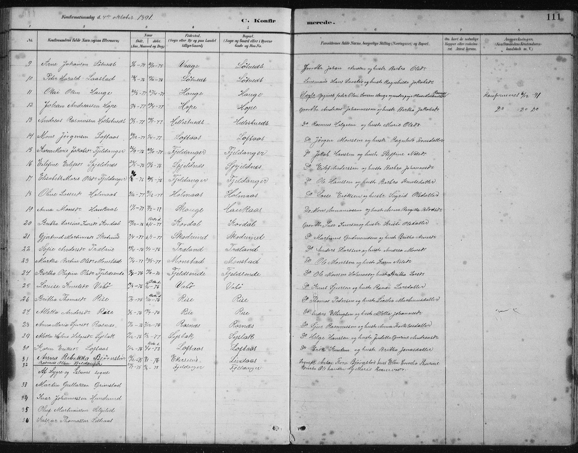 Lindås Sokneprestembete, SAB/A-76701/H/Hab: Parish register (copy) no. B 3, 1886-1914, p. 111