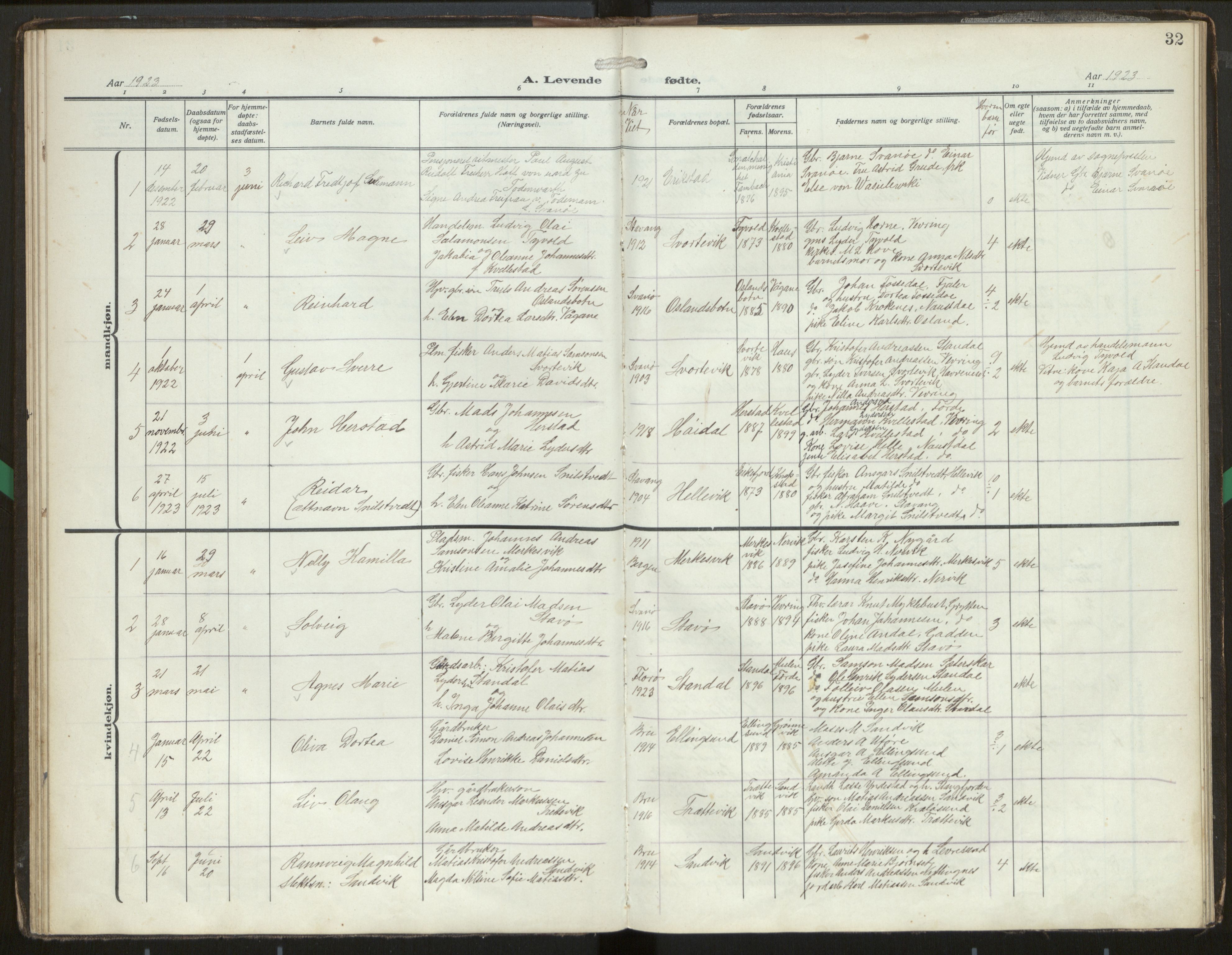 Kinn sokneprestembete, SAB/A-80801/H/Hab/Habc/L0004: Parish register (copy) no. C 4, 1914-1943, p. 32