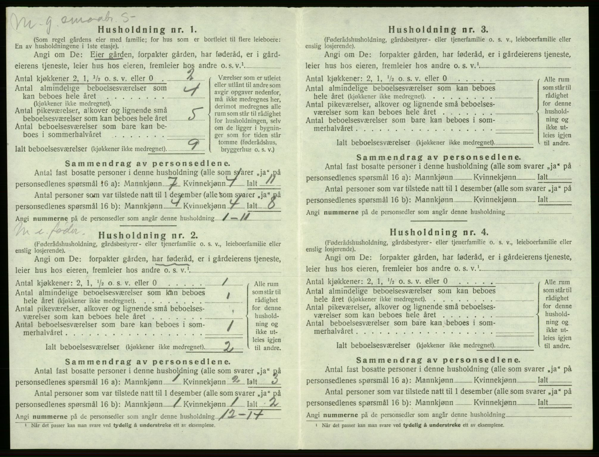 SAB, 1920 census for Sveio, 1920, p. 306