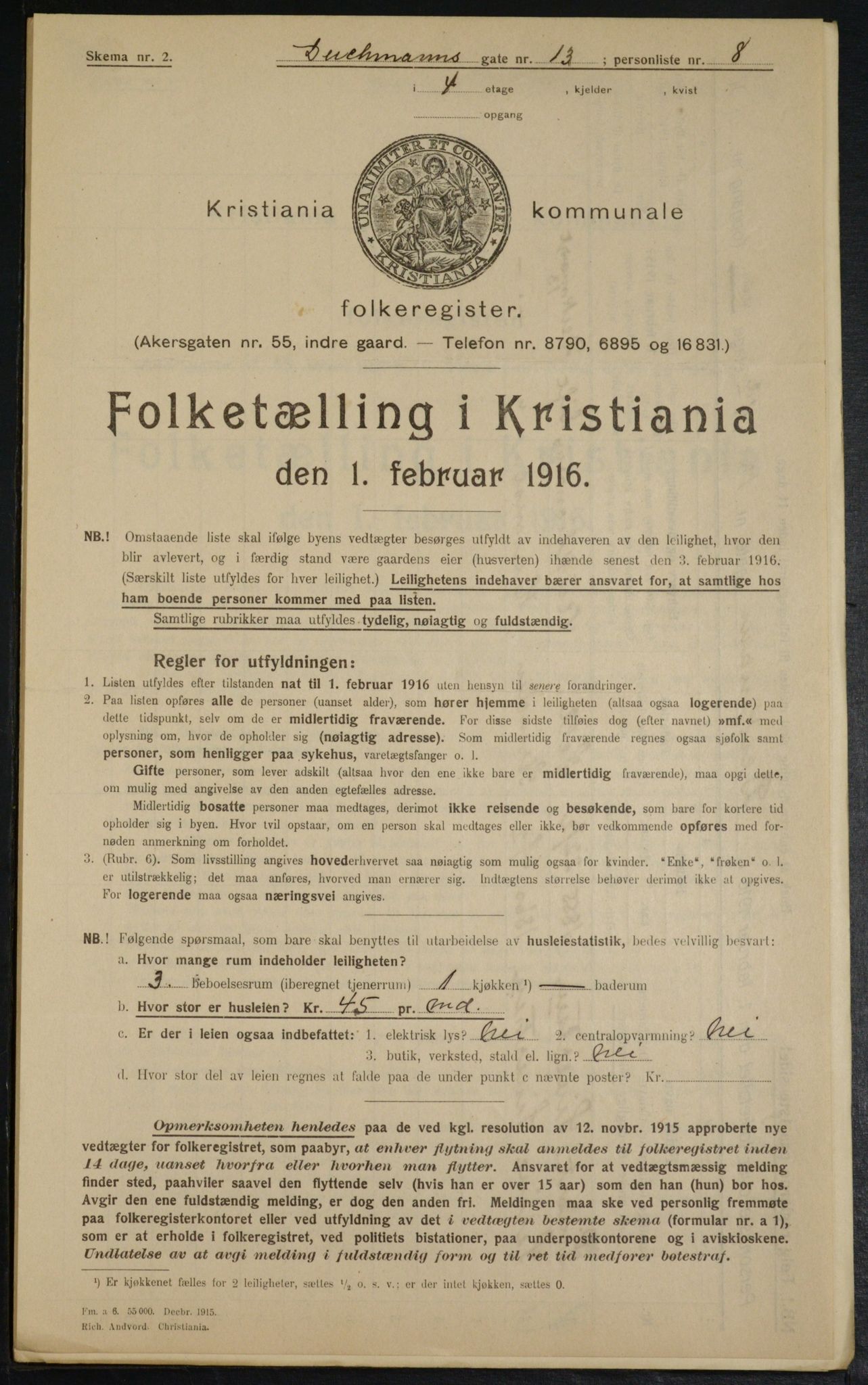 OBA, Municipal Census 1916 for Kristiania, 1916, p. 15719